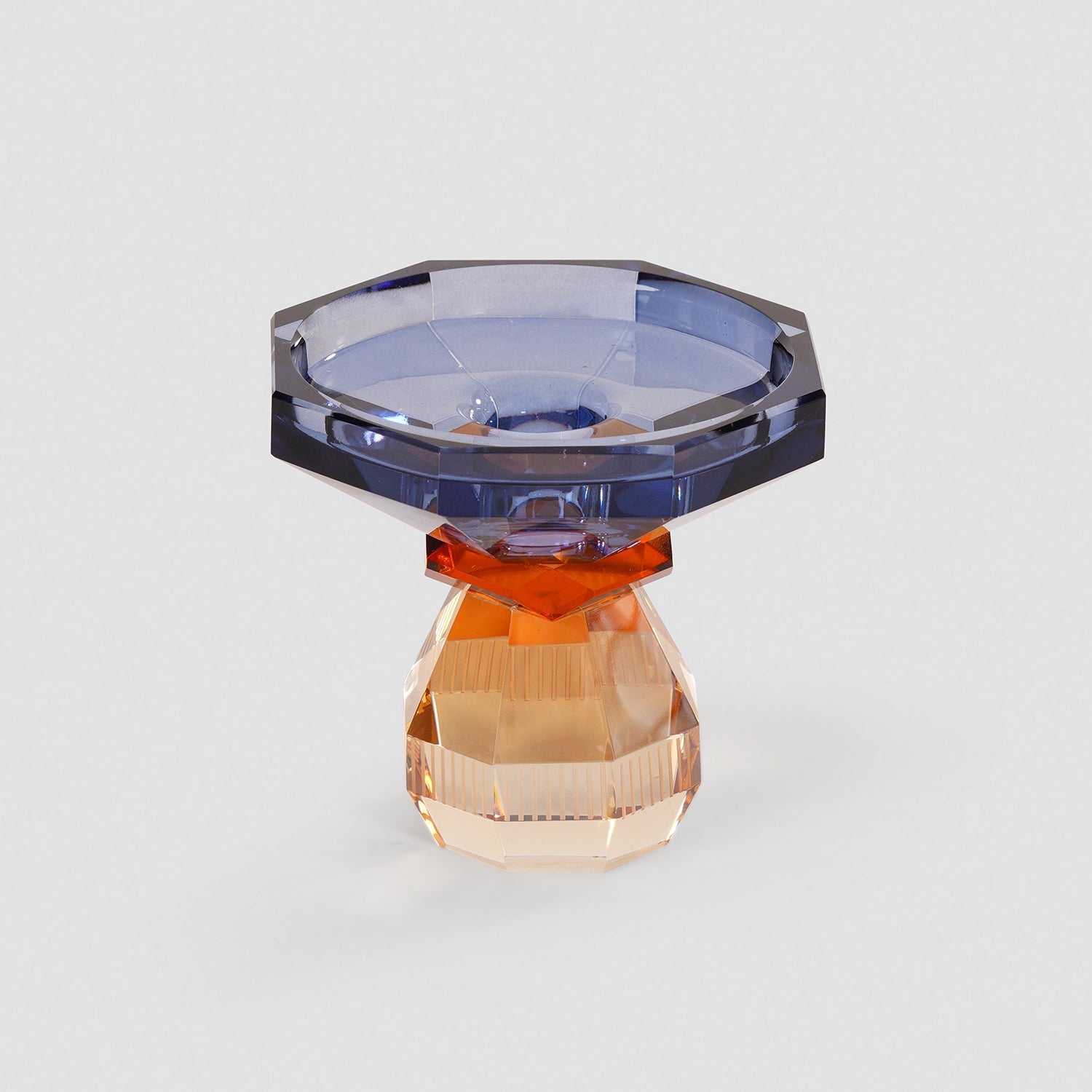 Amber & Blue Glass Crystal Candle Holder