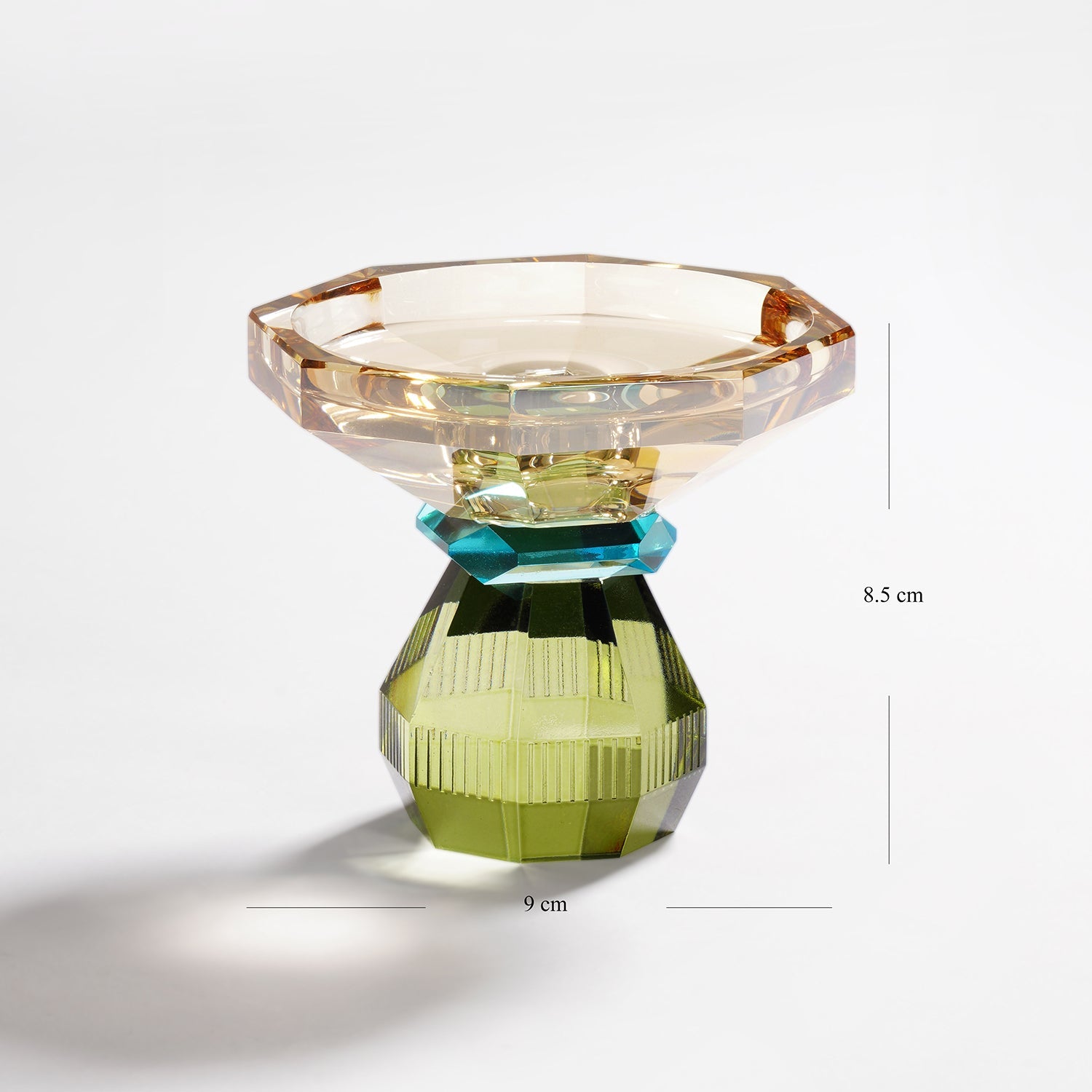 Amber & Green Glass Crystal Candle Holder