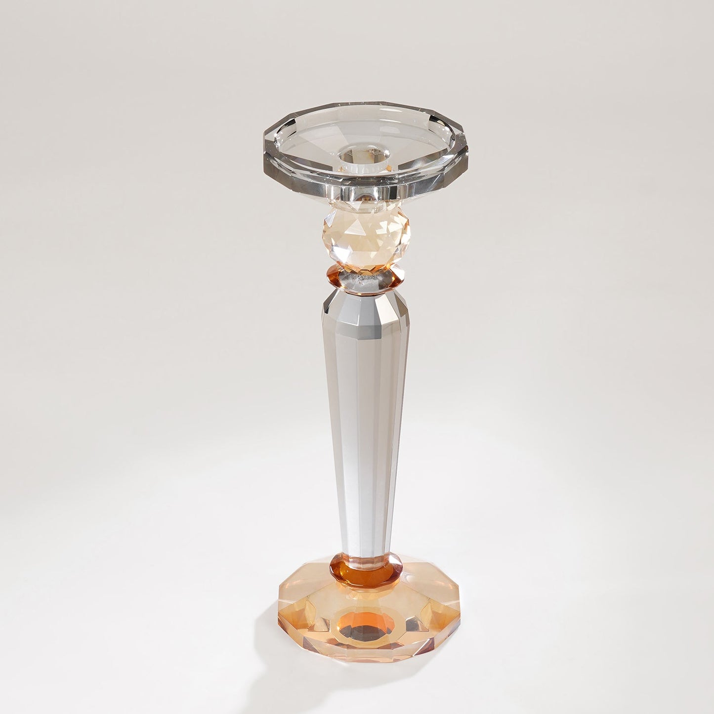 3 Tone Cut Glass Tall Candle Holder