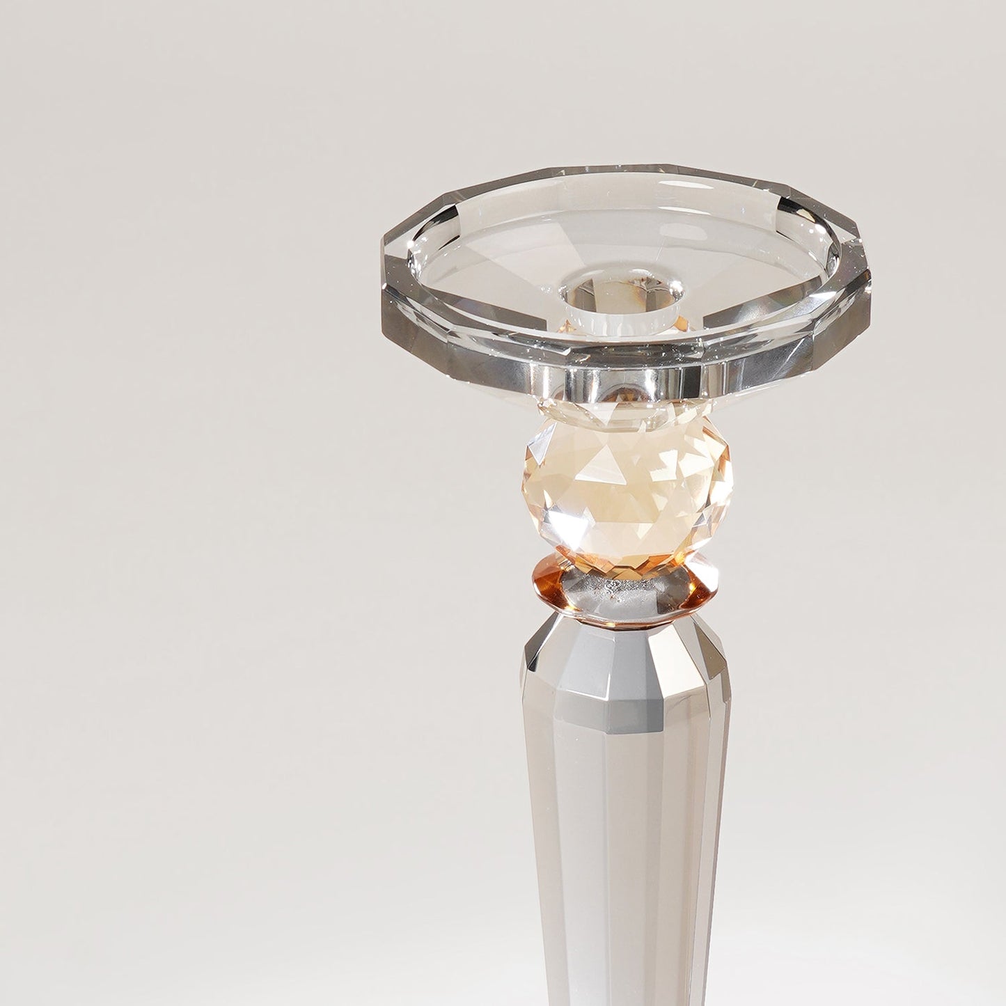 3 Tone Cut Glass Tall Candle Holder