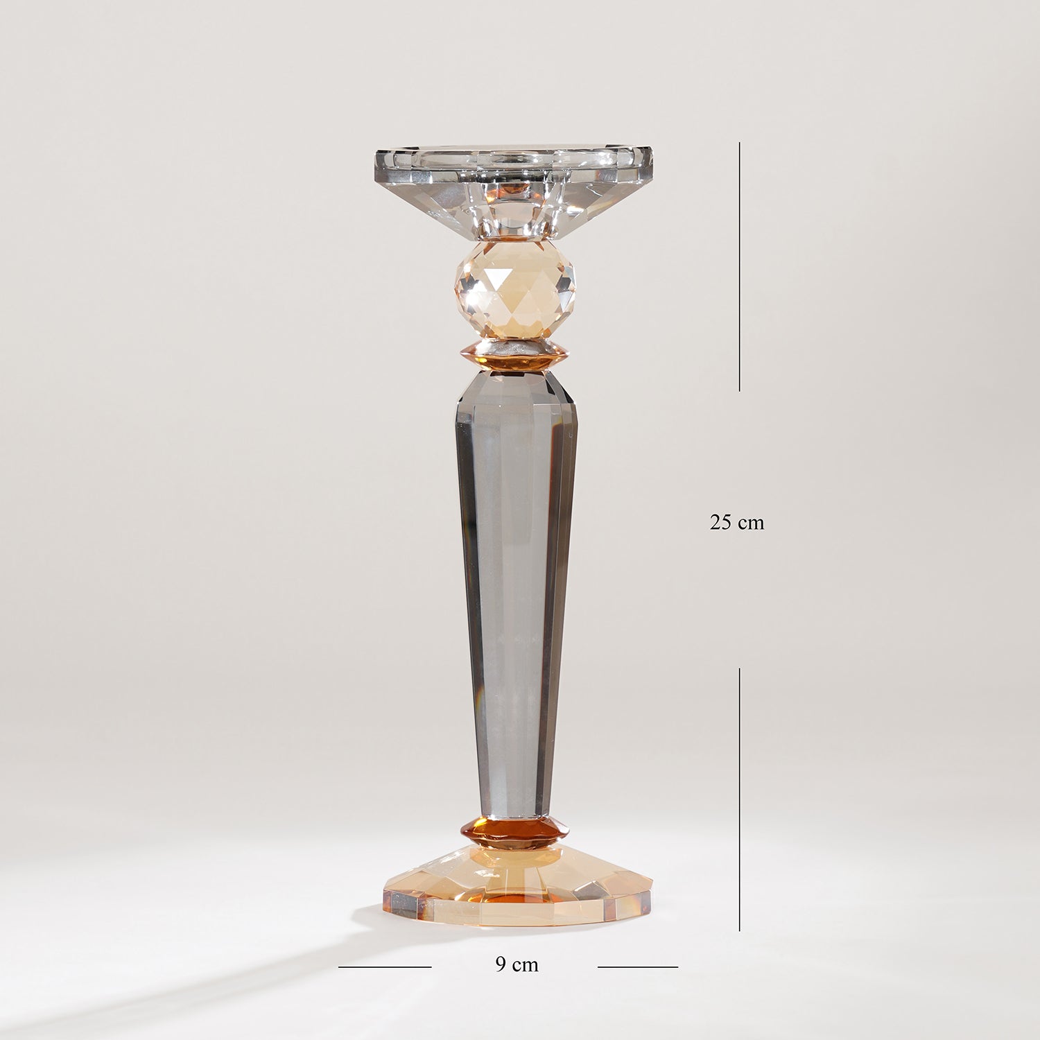 3 Tone Cut Glass Tall Candle Holder