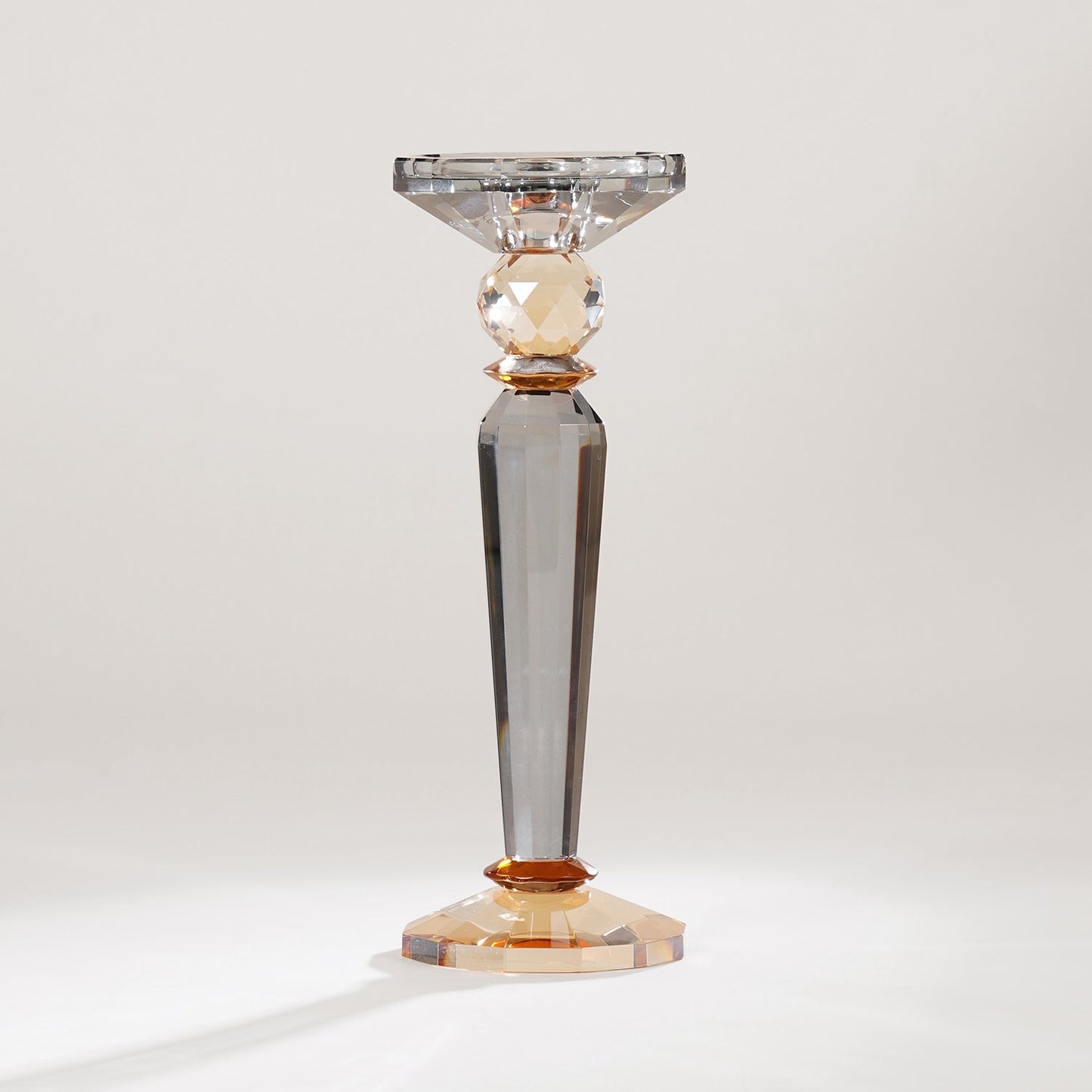 3 Tone Cut Glass Tall Candle Holder