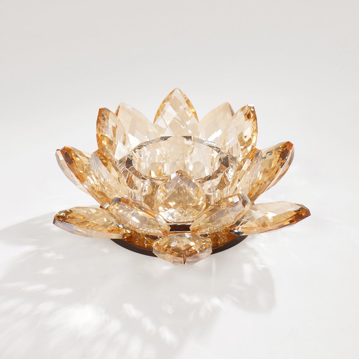 Amber Crystal Lotus Shaped Candle Holder