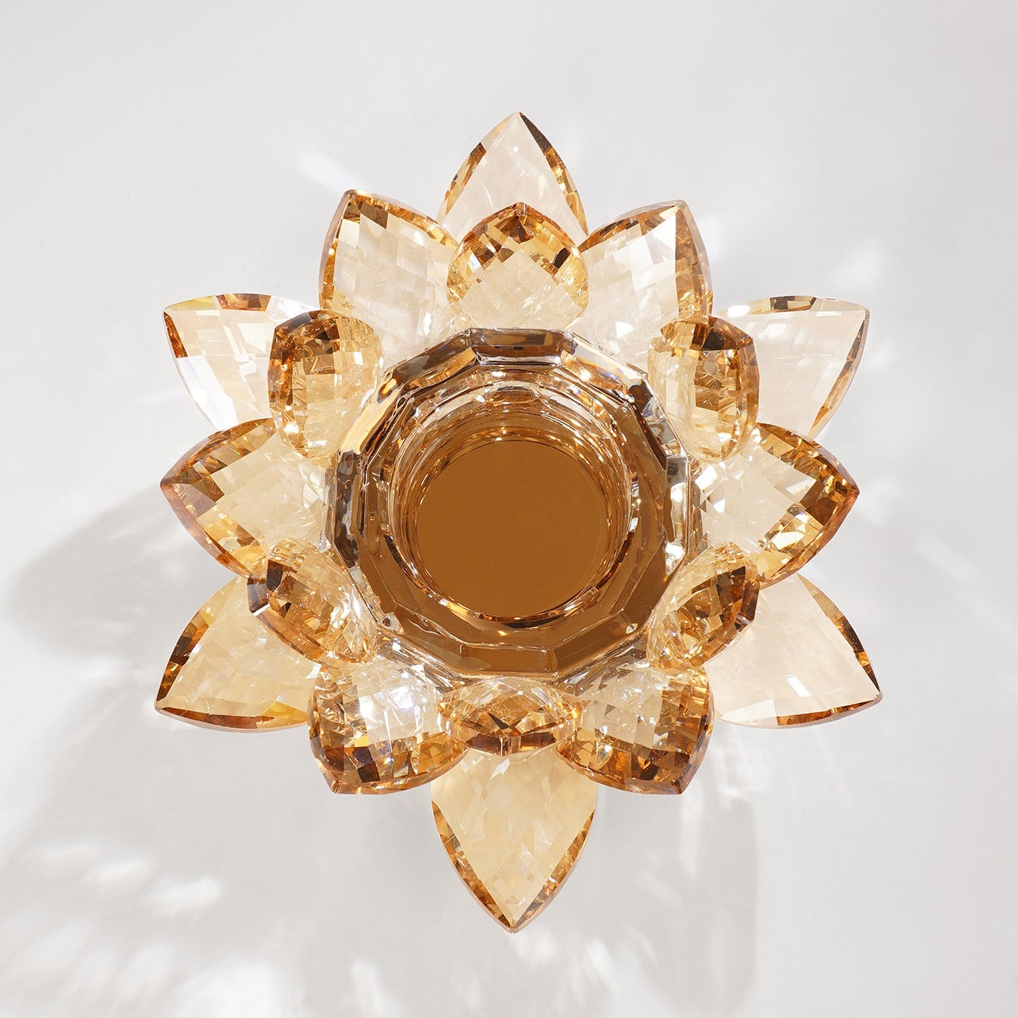 Amber Crystal Lotus Shaped Candle Holder