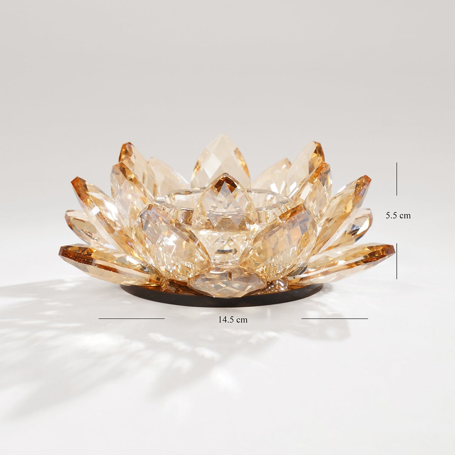 Amber Crystal Lotus Shaped Candle Holder