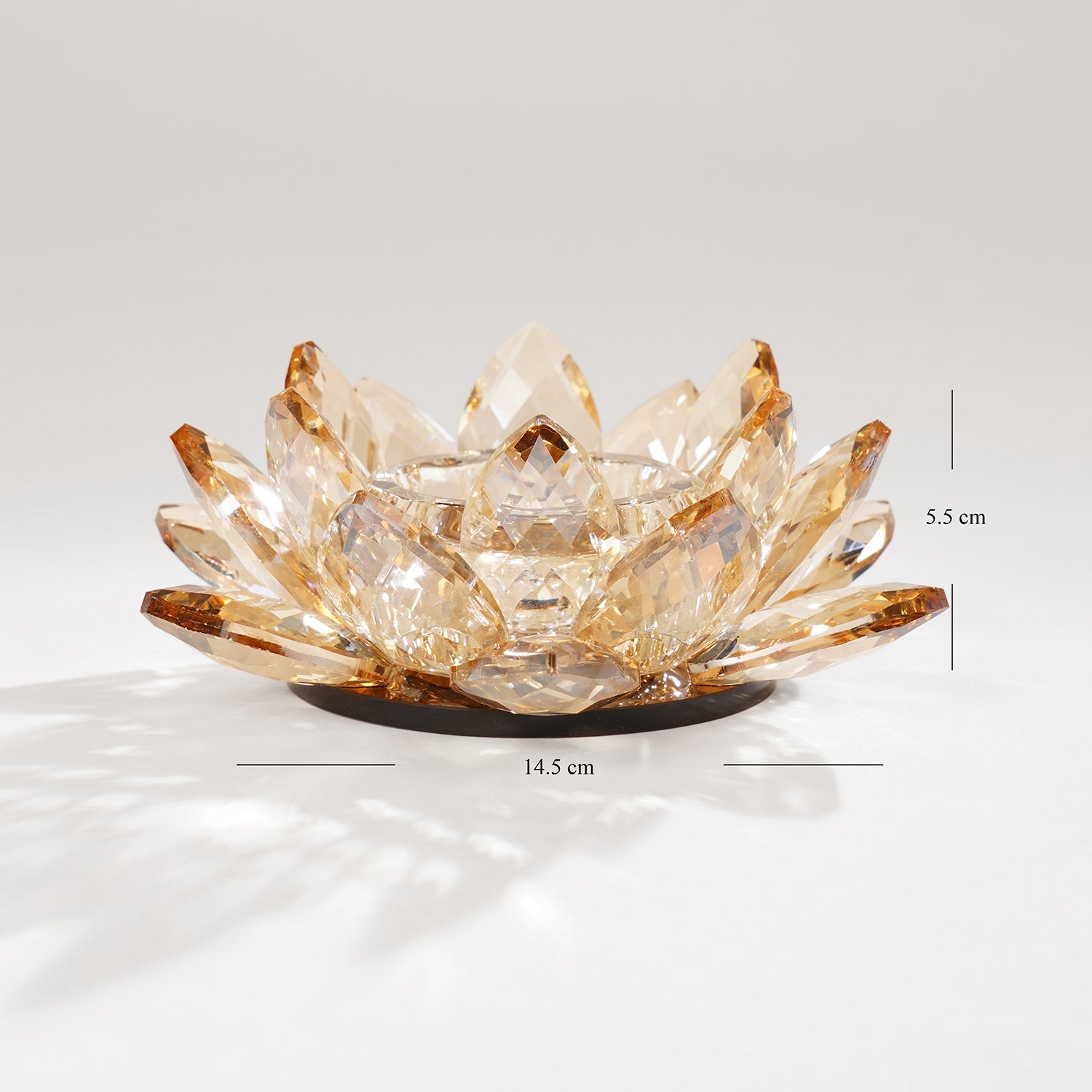 Amber Crystal Lotus Shaped Candle Holder