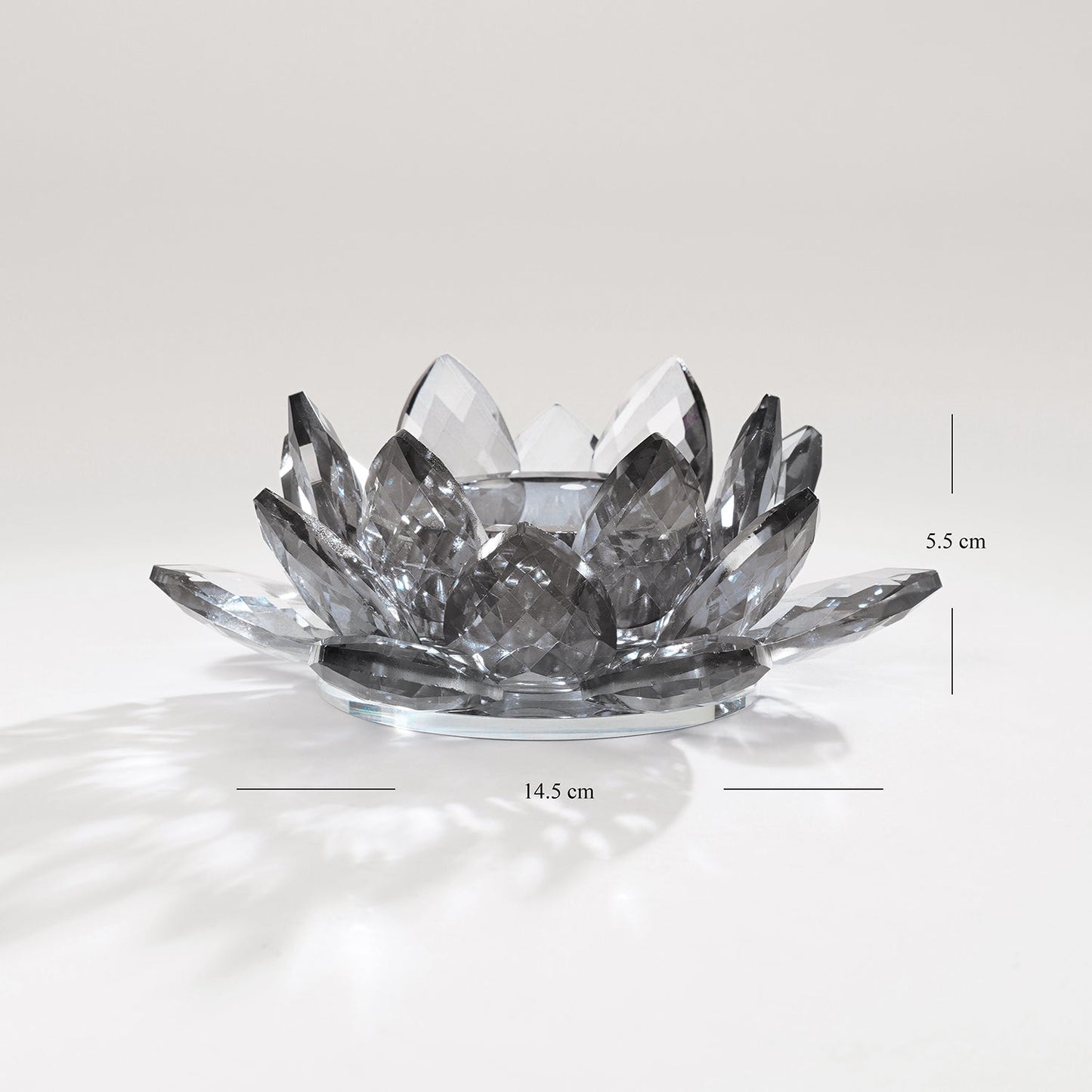Grey Crystal Lotus Shaped Candle Holder
