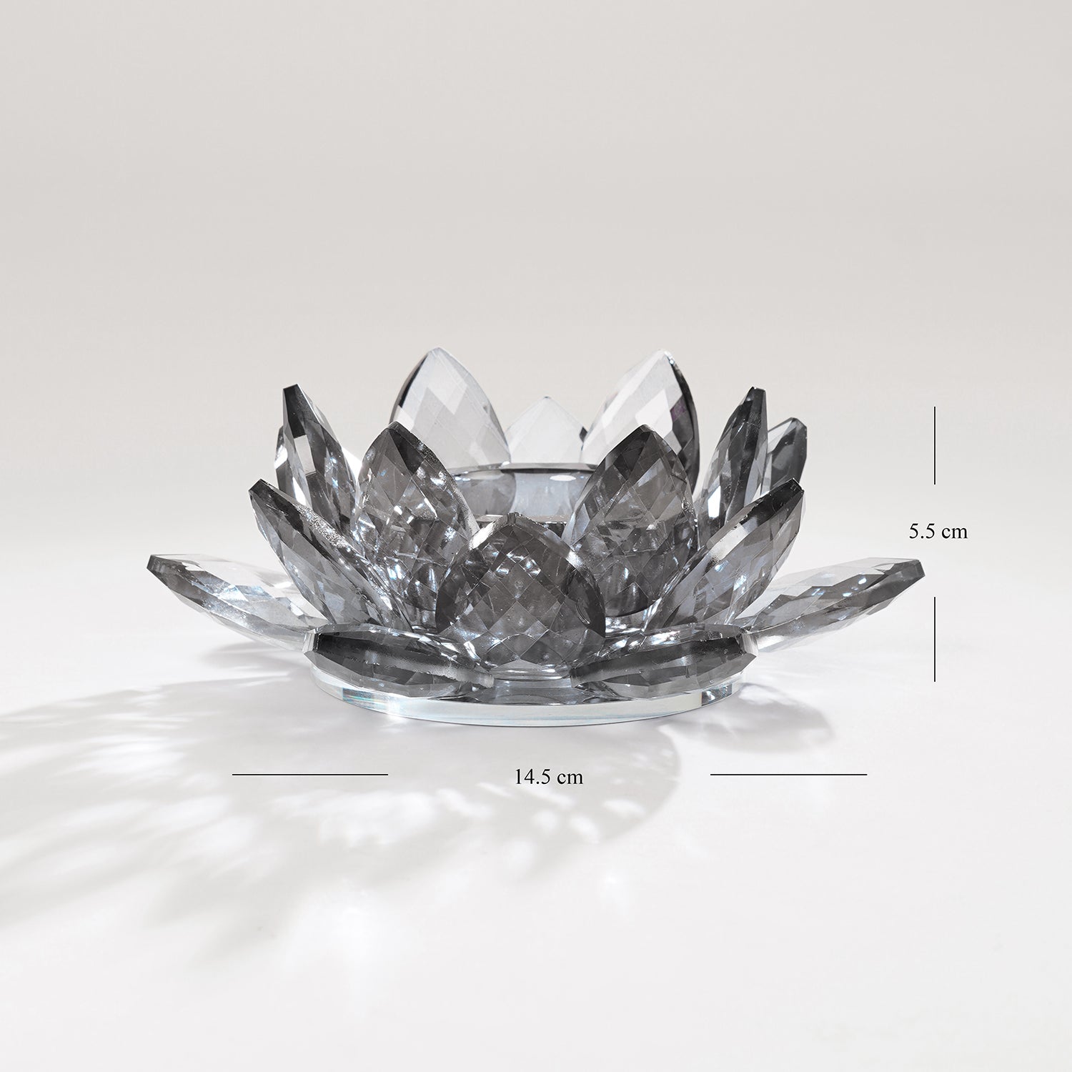 Grey Crystal Lotus Shaped Candle Holder