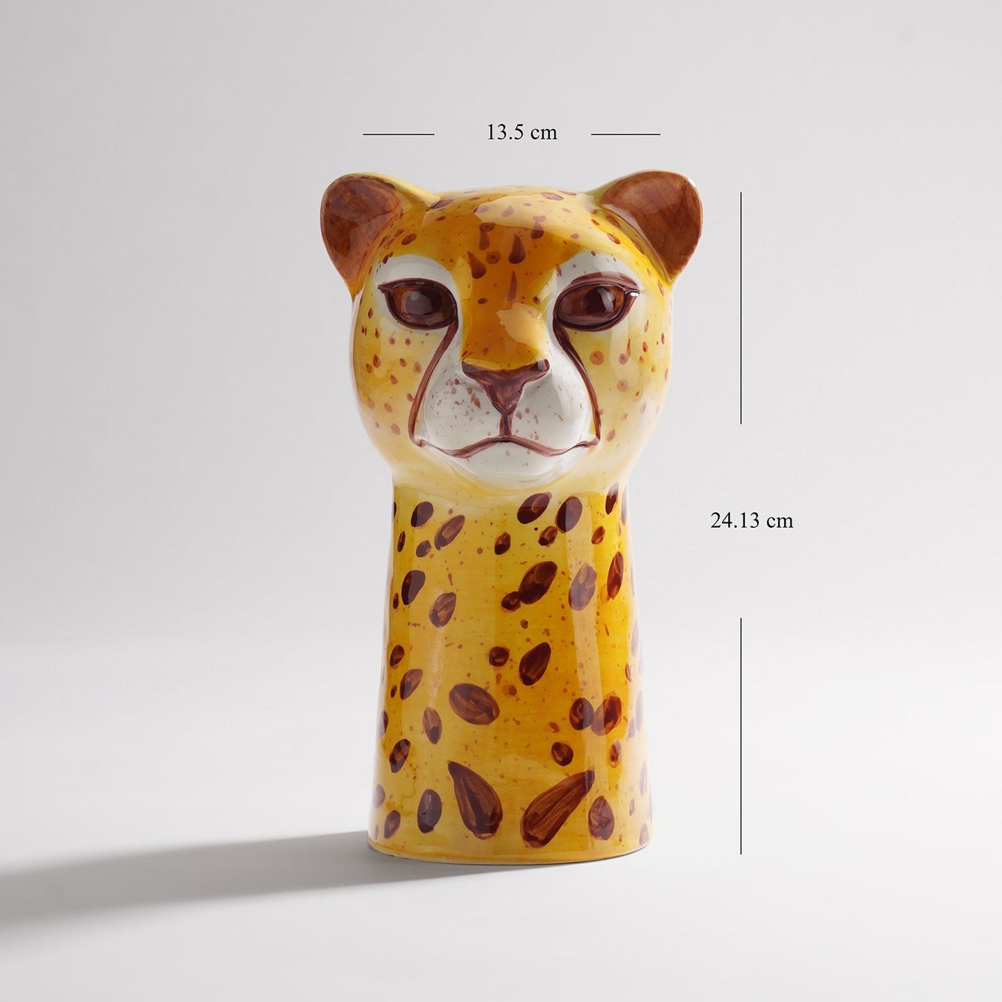 Brown Cheetah Head Ceramic Vase - Small