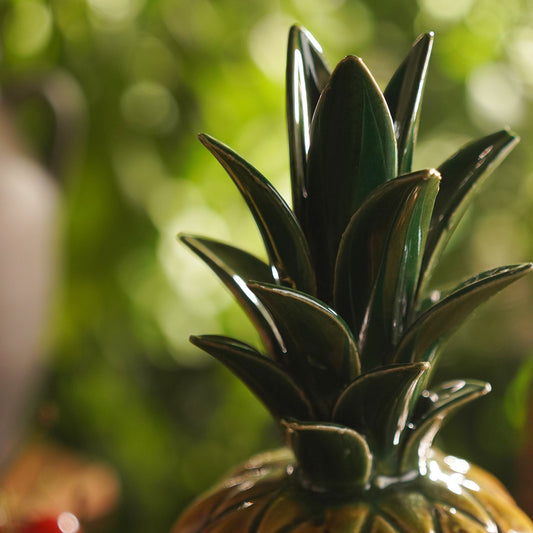 Green Mustard Ceramic Pineapple Decor