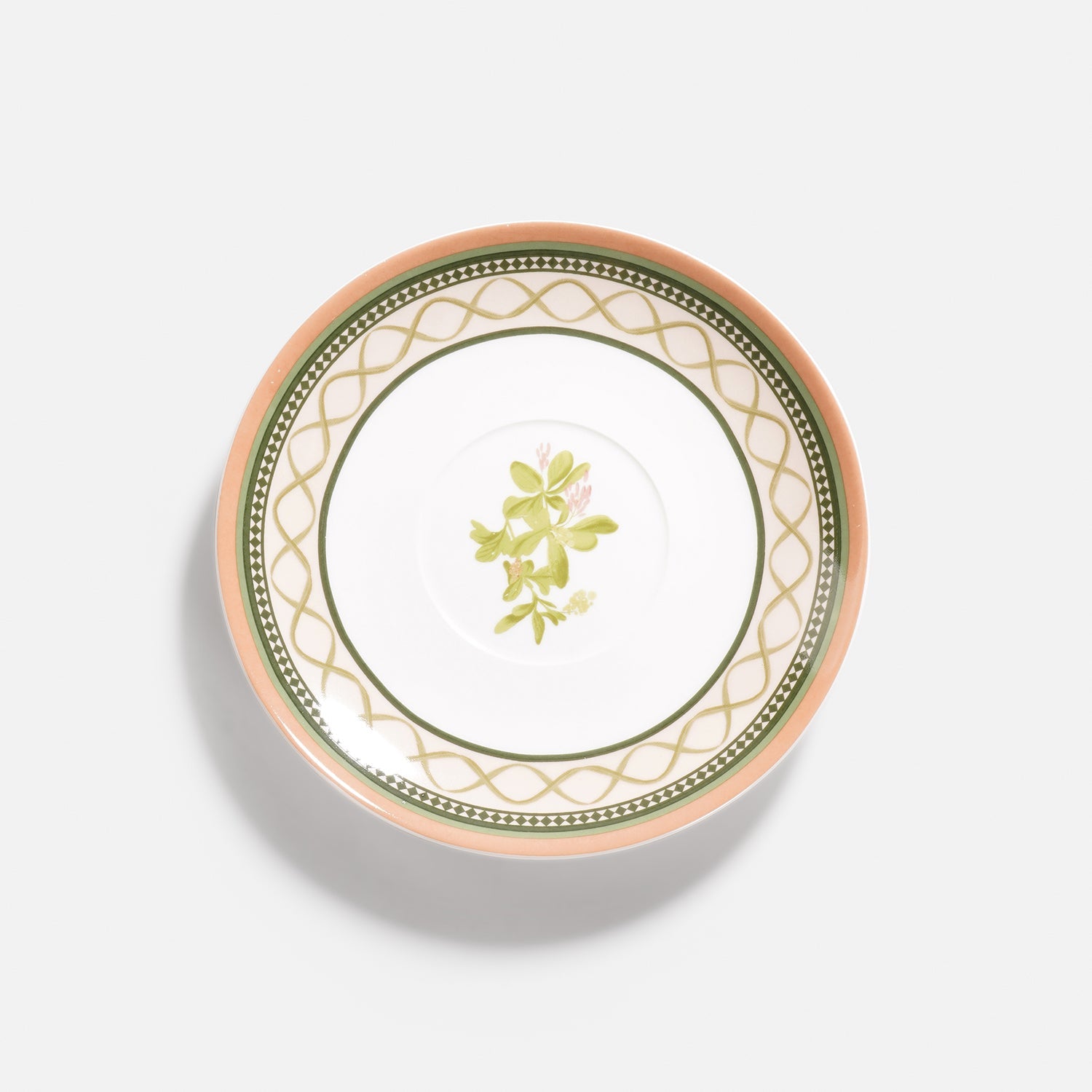 Set of 2 Pink Printed Bone China Tea Cups & Saucers