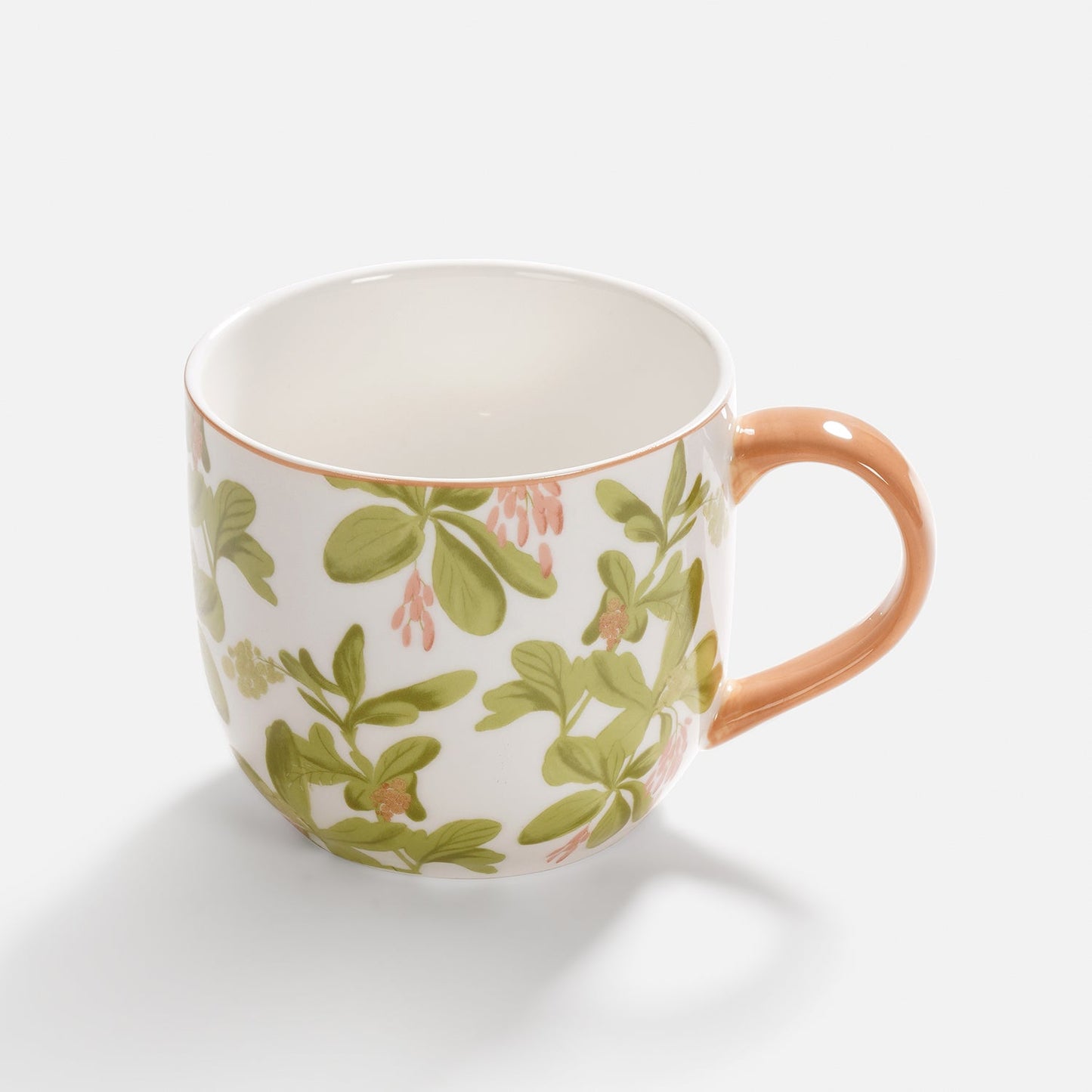 Set of 2 Pink Printed Bone China Coffee Mugs