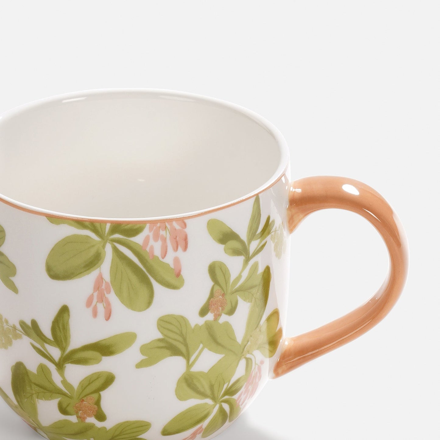 Set of 2 Pink Printed Bone China Coffee Mugs