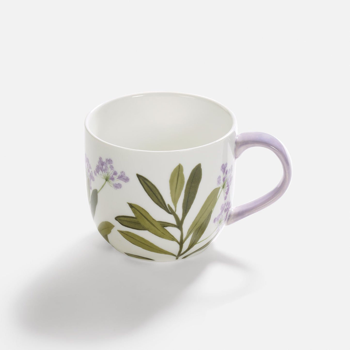 Set of 2 Purple Prined Bone China Coffee Mugs