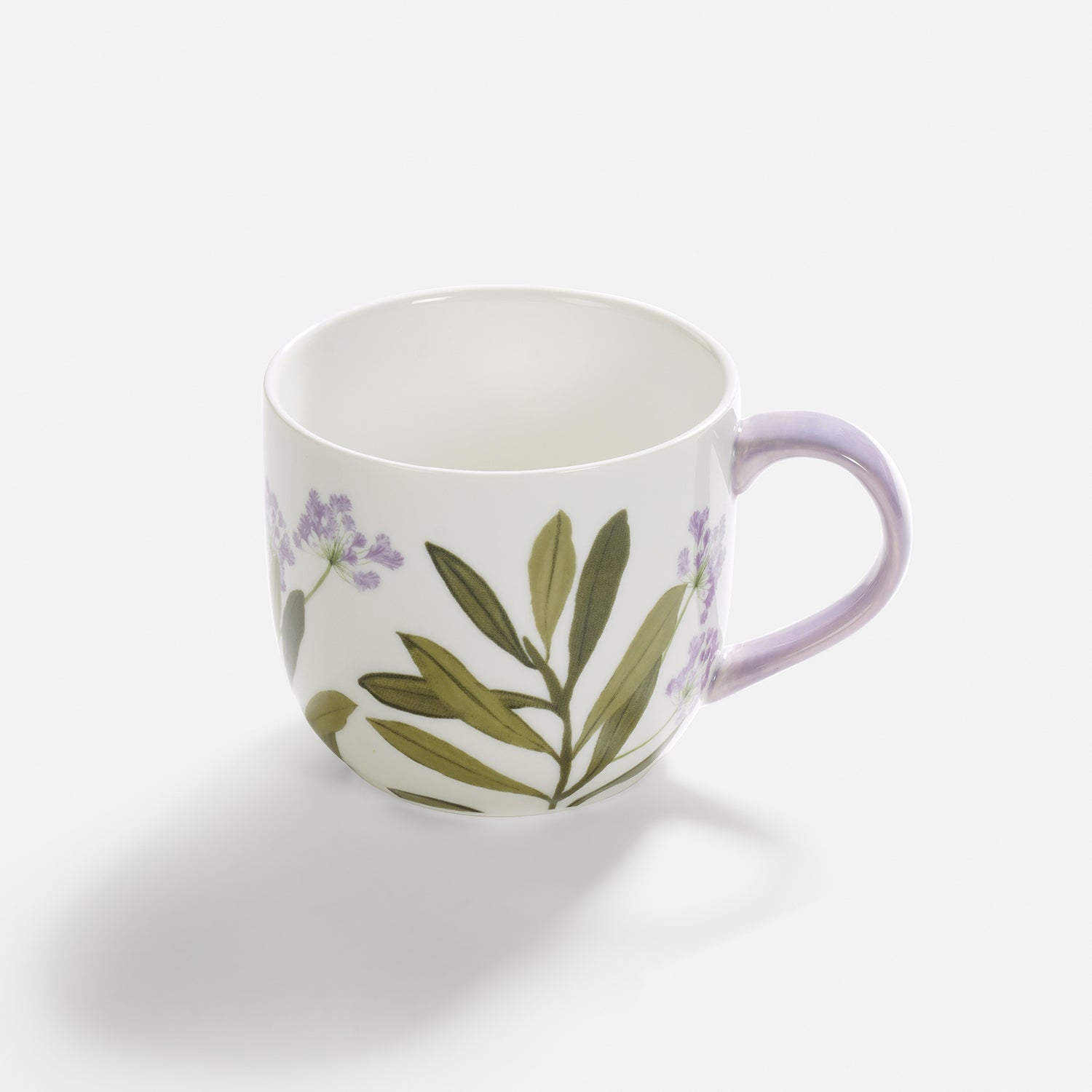 Set of 2 Purple Prined Bone China Coffee Mugs