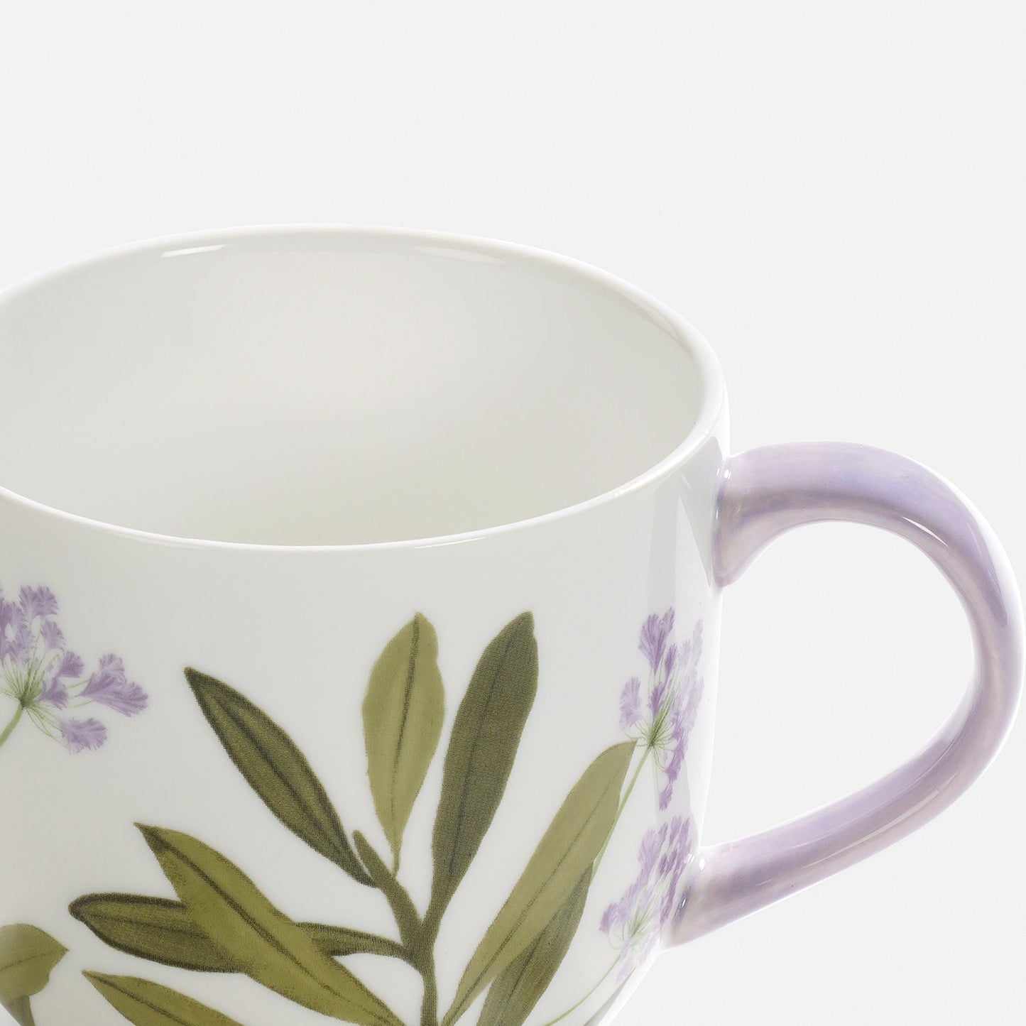 Set of 2 Purple Prined Bone China Coffee Mugs