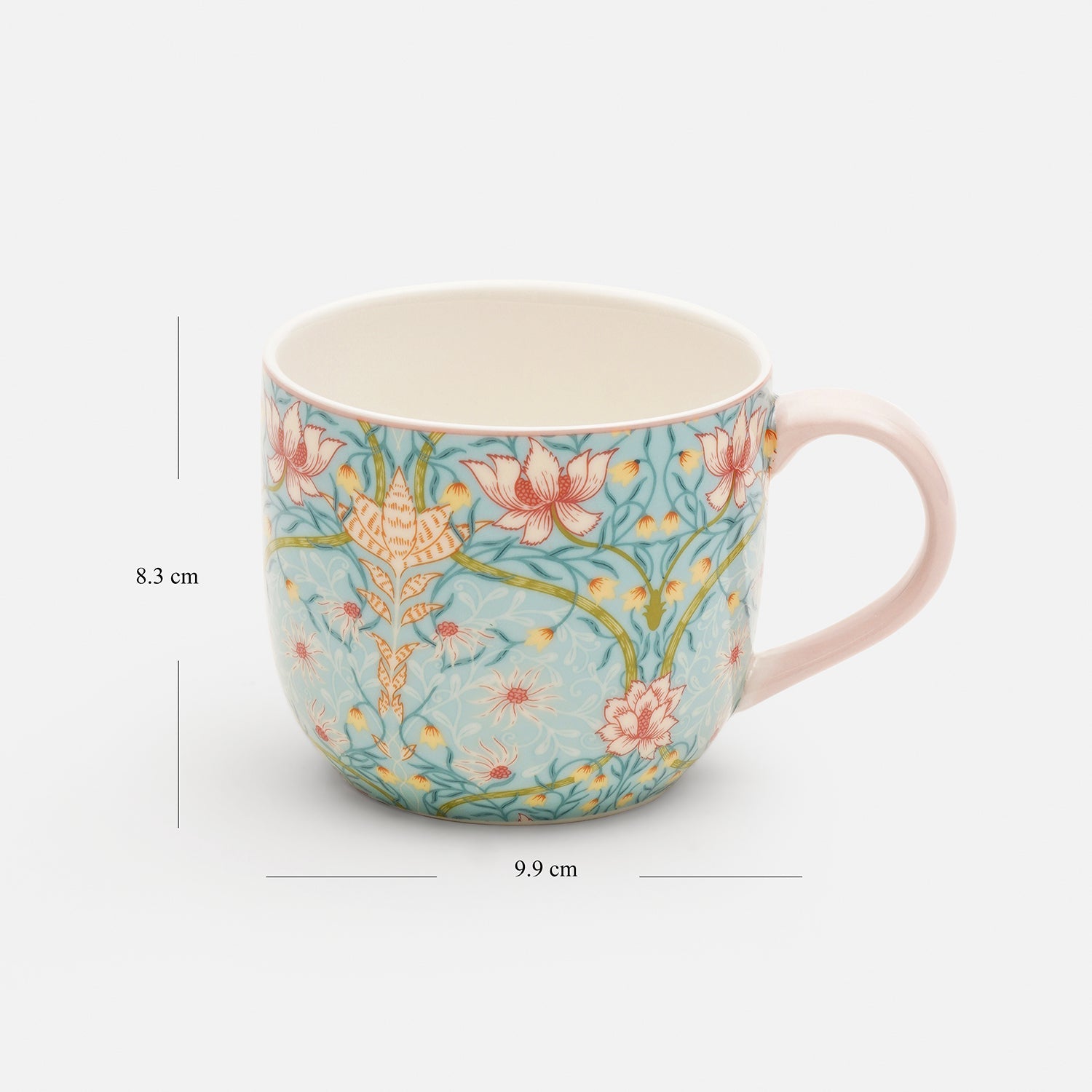 Set of 2 Blue Prined Bone China Coffee Mugs