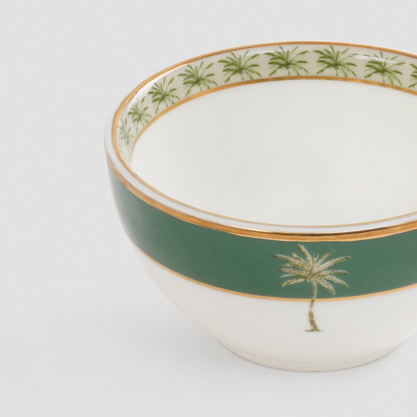 Set Of 2 Beige & Green Verde Print Bowls