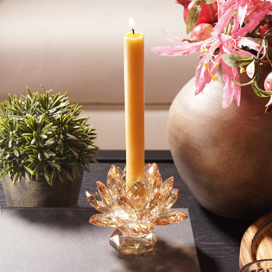 Amber Crystal Lotus Shaped Candle Holder