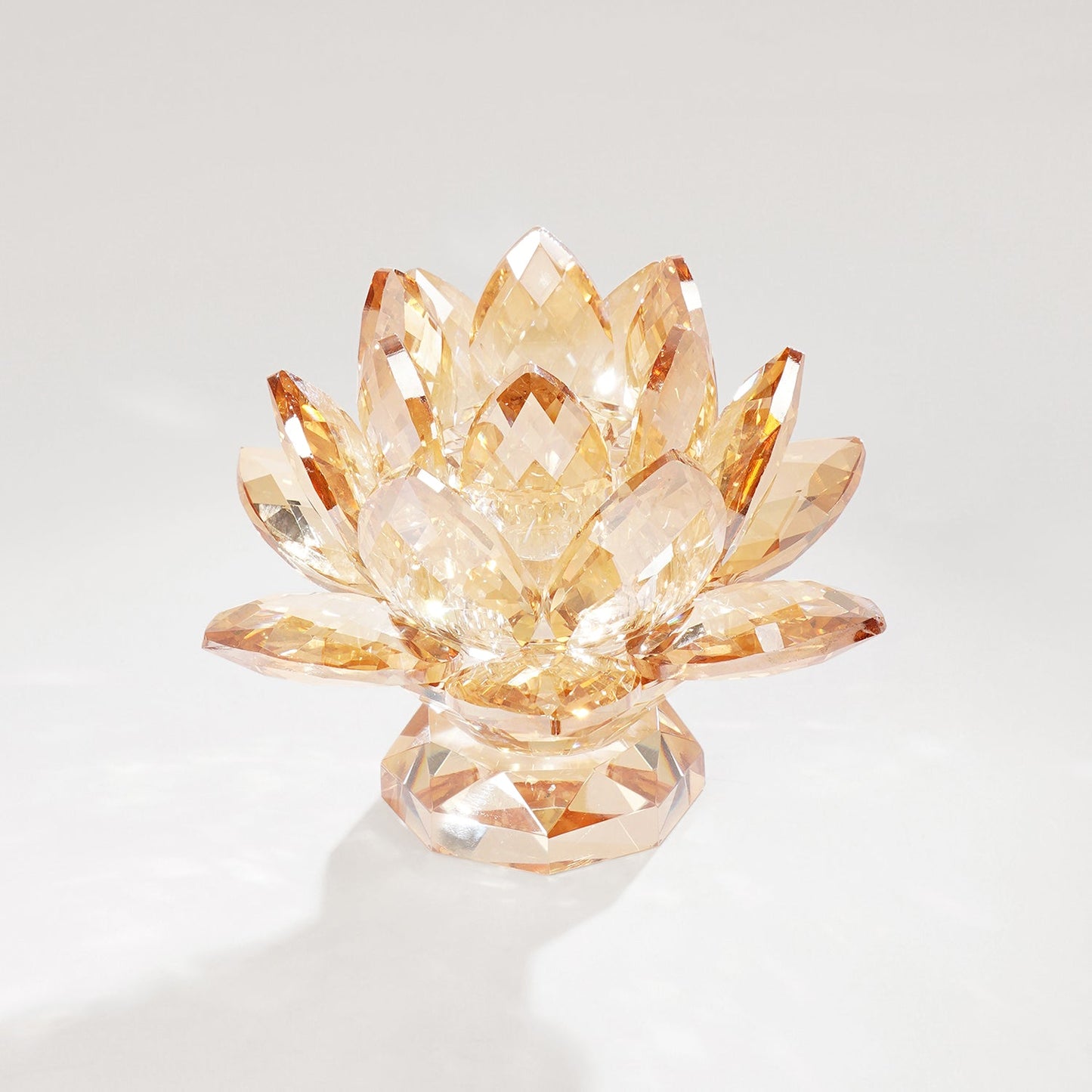 Amber Crystal Lotus Shaped Candle Holder