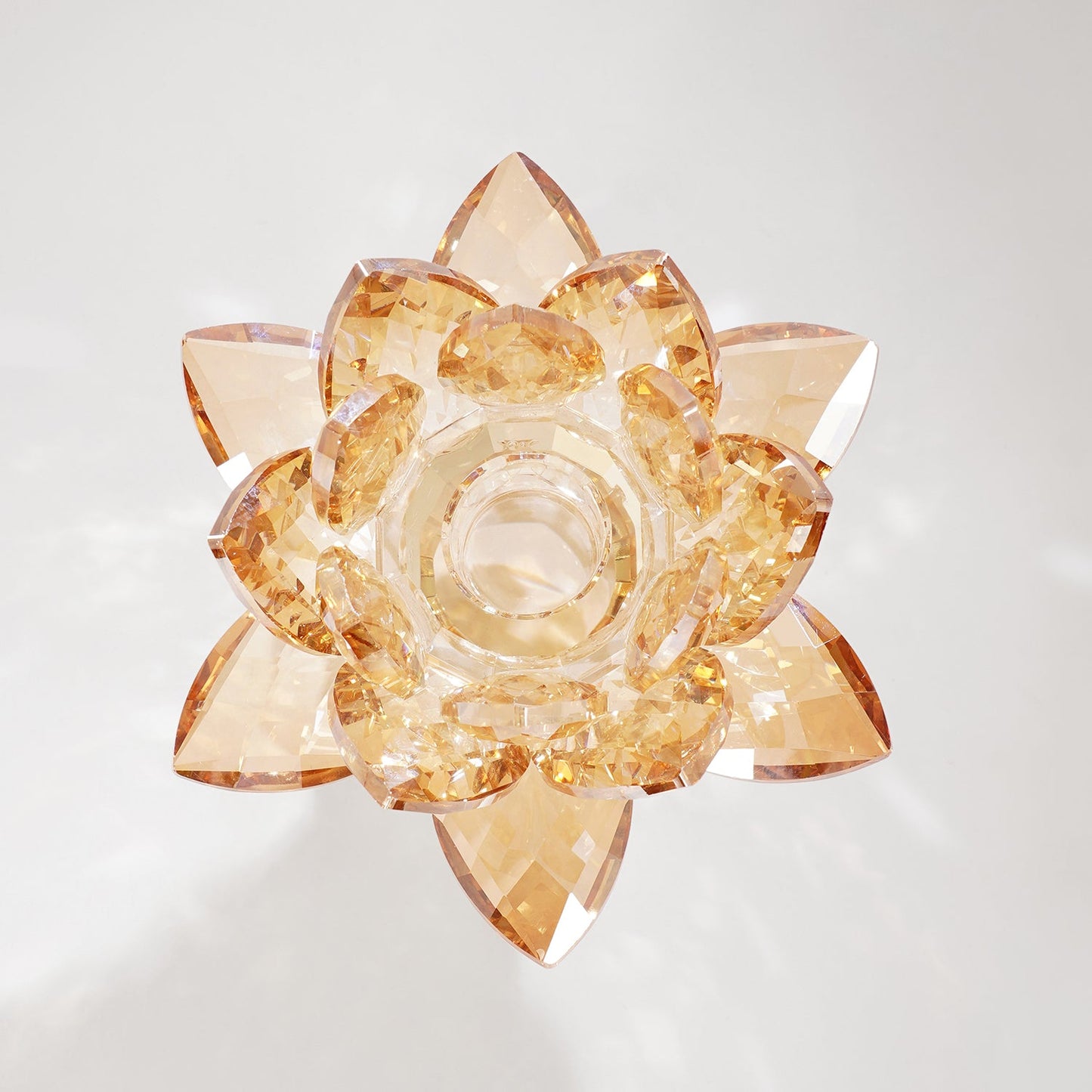 Amber Crystal Lotus Shaped Candle Holder
