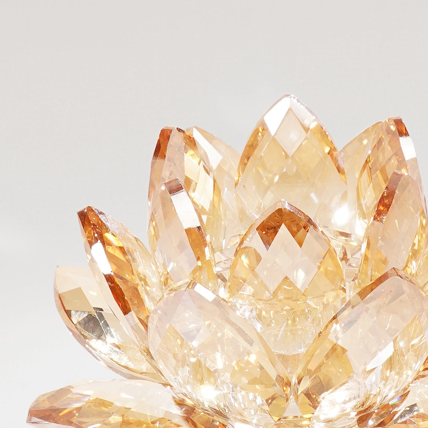 Amber Crystal Lotus Shaped Candle Holder