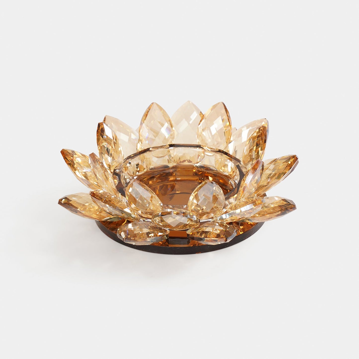 Light Amber Crystal Candle Holder