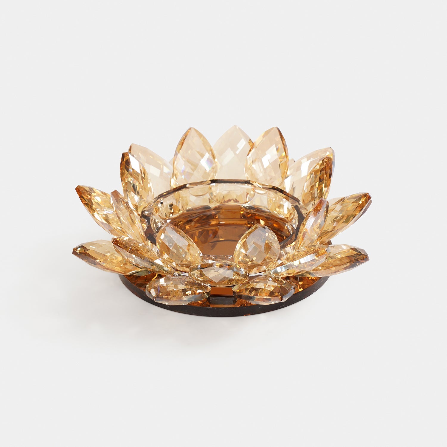 Light Amber Crystal Candle Holder