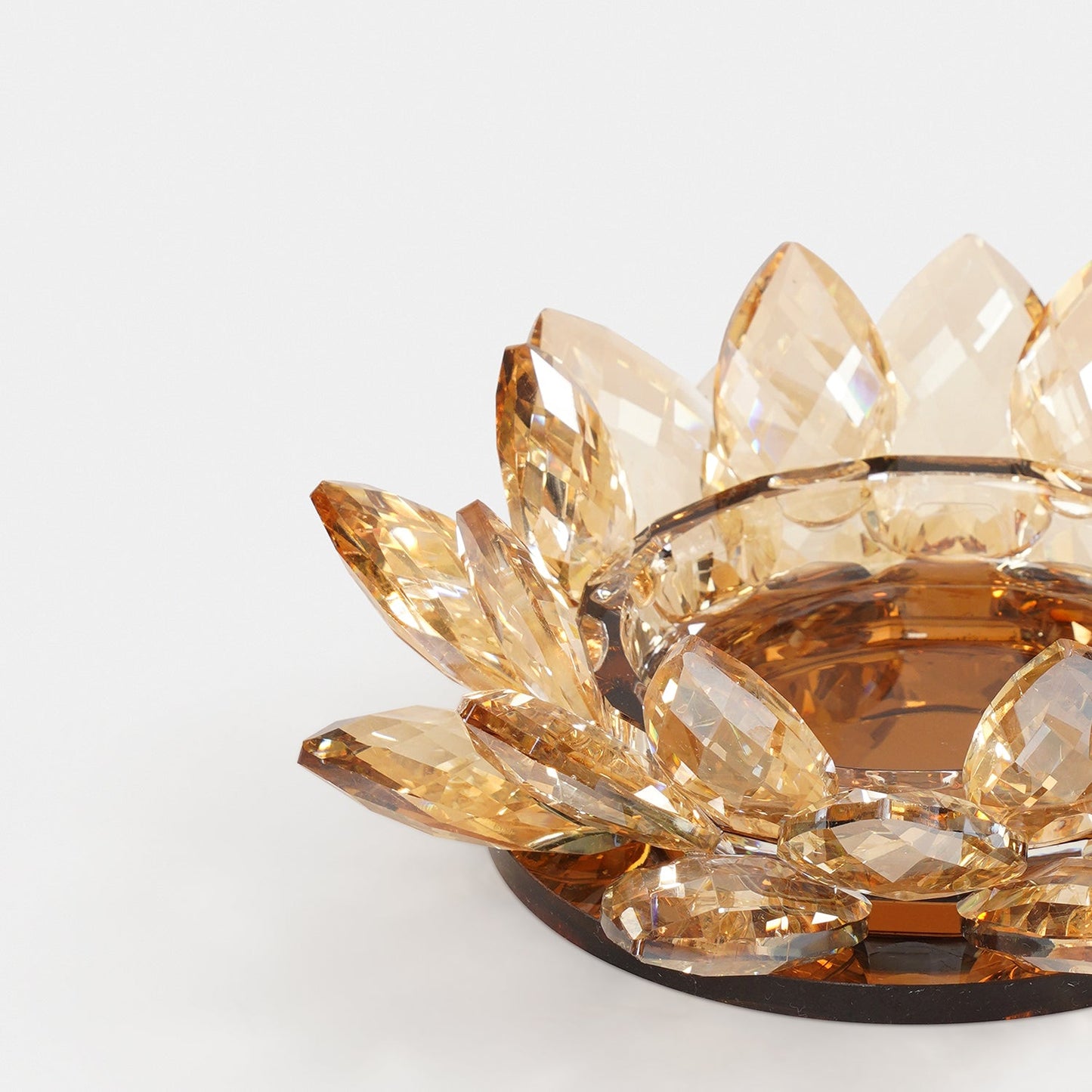 Light Amber Crystal Candle Holder