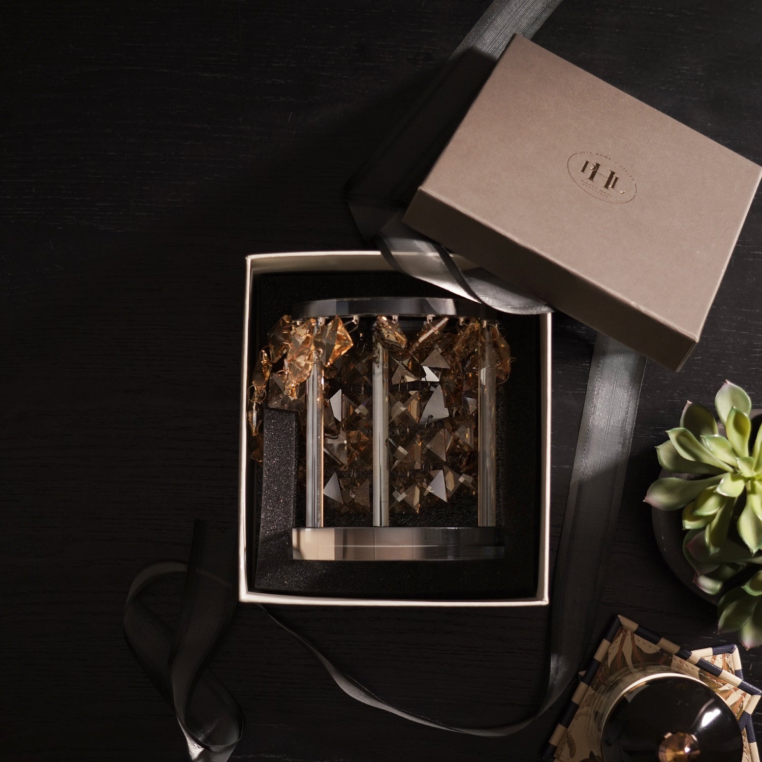 Light Amber Crystal Tealight Holder