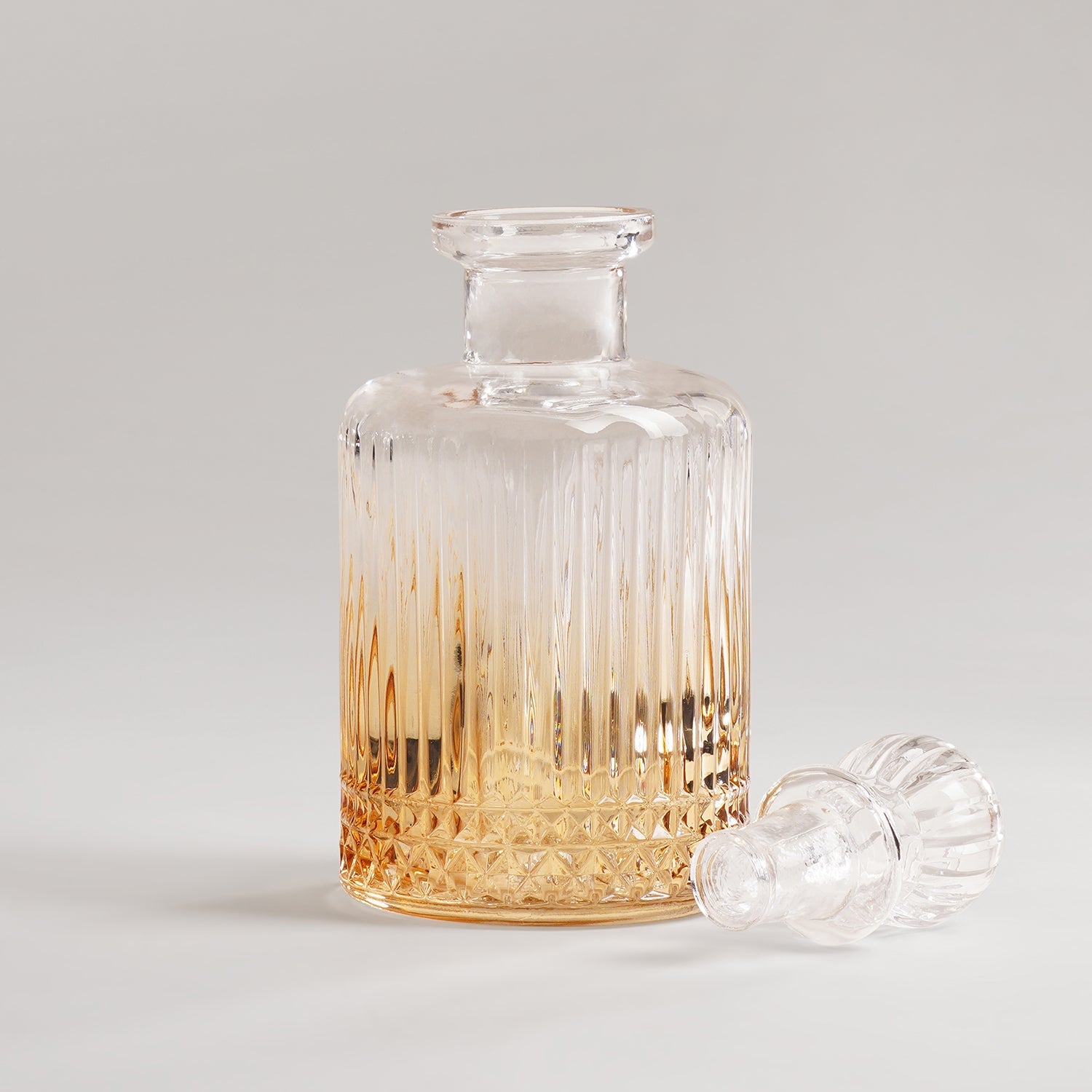 Amber Ombre Ribbed Glass Whiskey Decanter