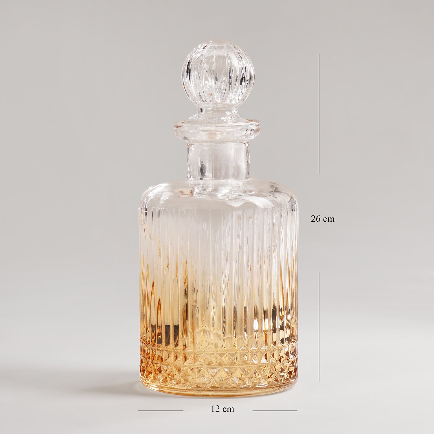 Amber Ombre Ribbed Glass Whiskey Decanter