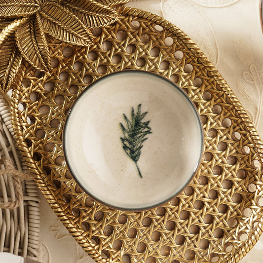 Green Ceramic Printed Small Bowl