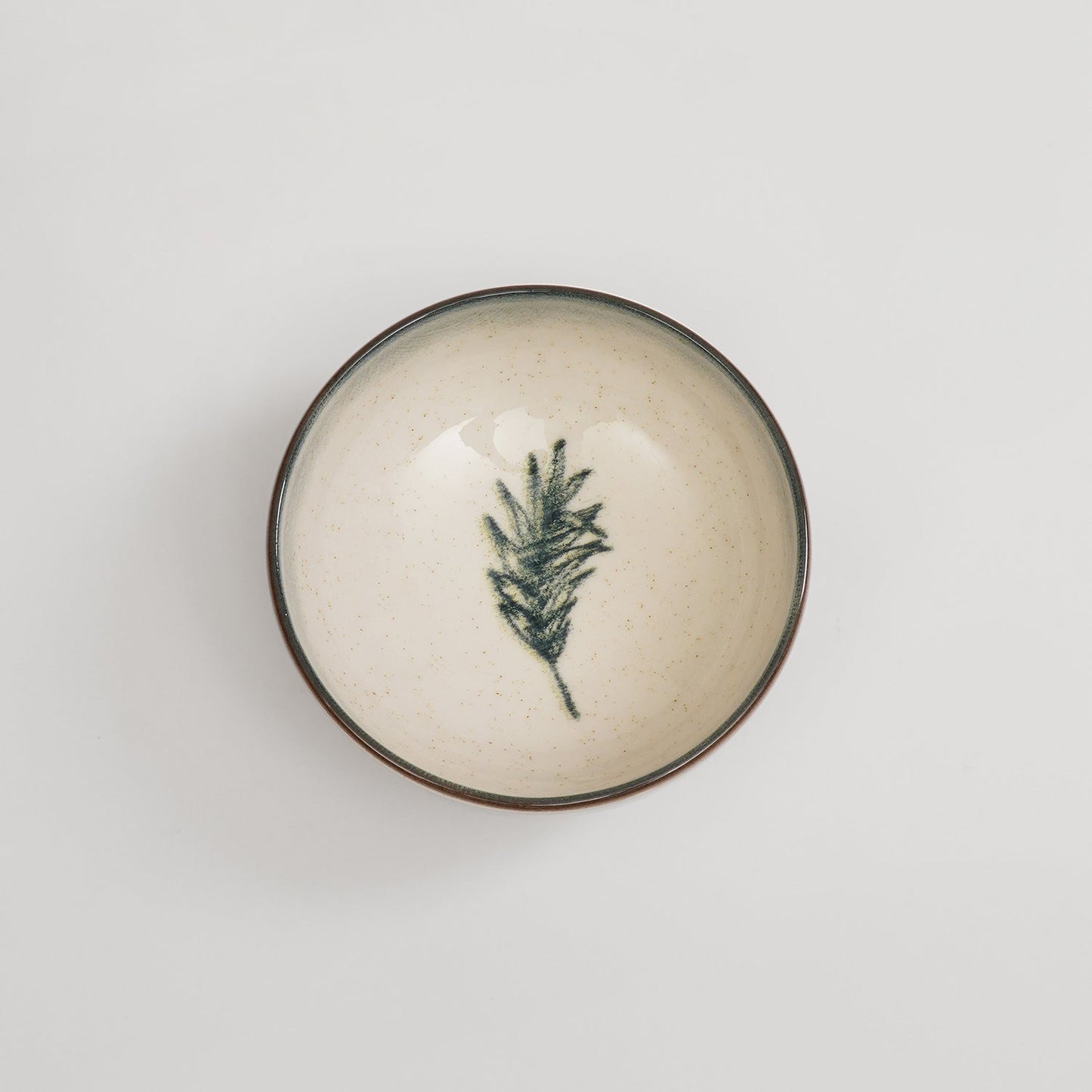 Green Ceramic Printed Small Bowl