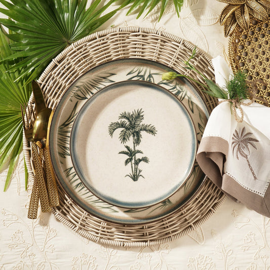 Green Ceramic Printed Dessert Plate