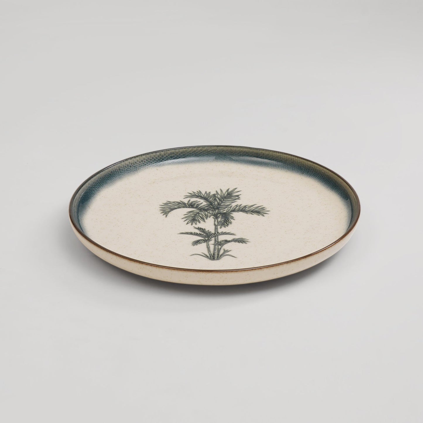 Green Ceramic Printed Dessert Plate