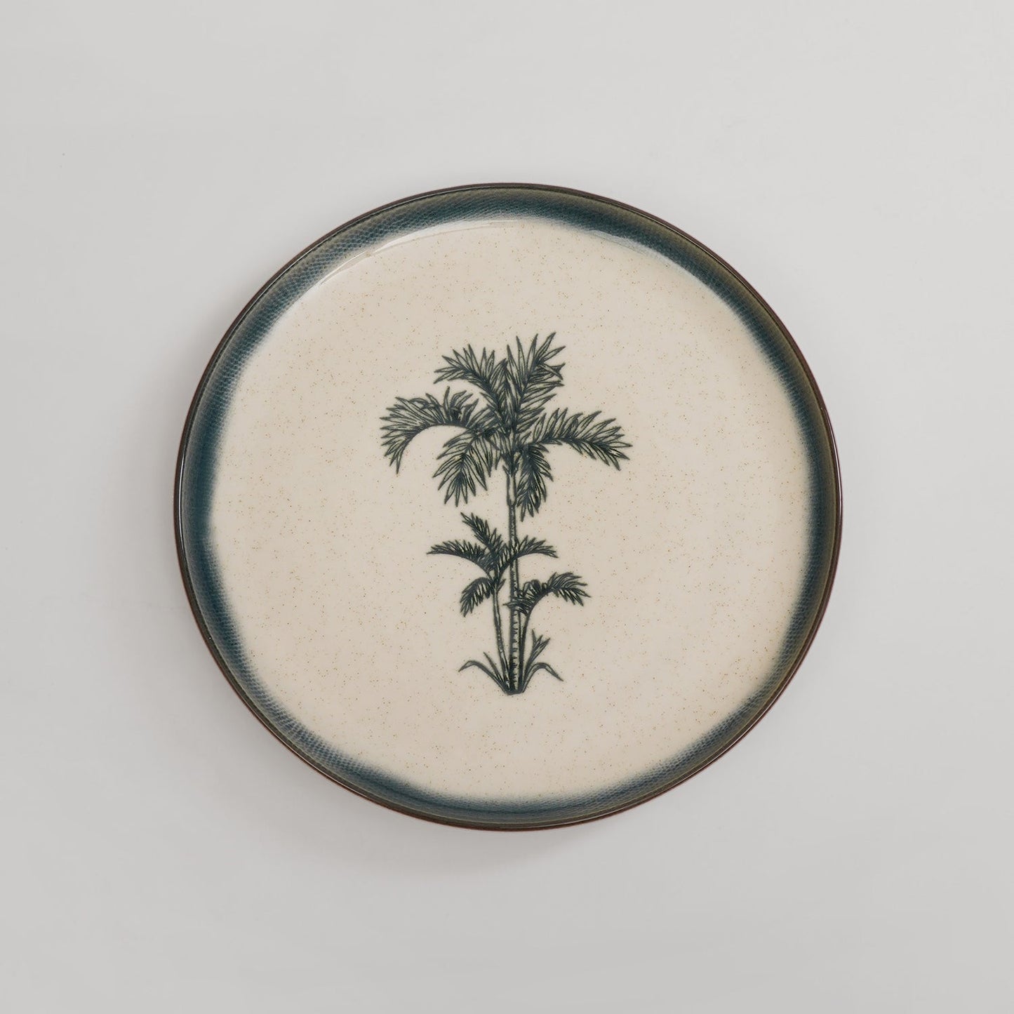 Green Ceramic Printed Dessert Plate