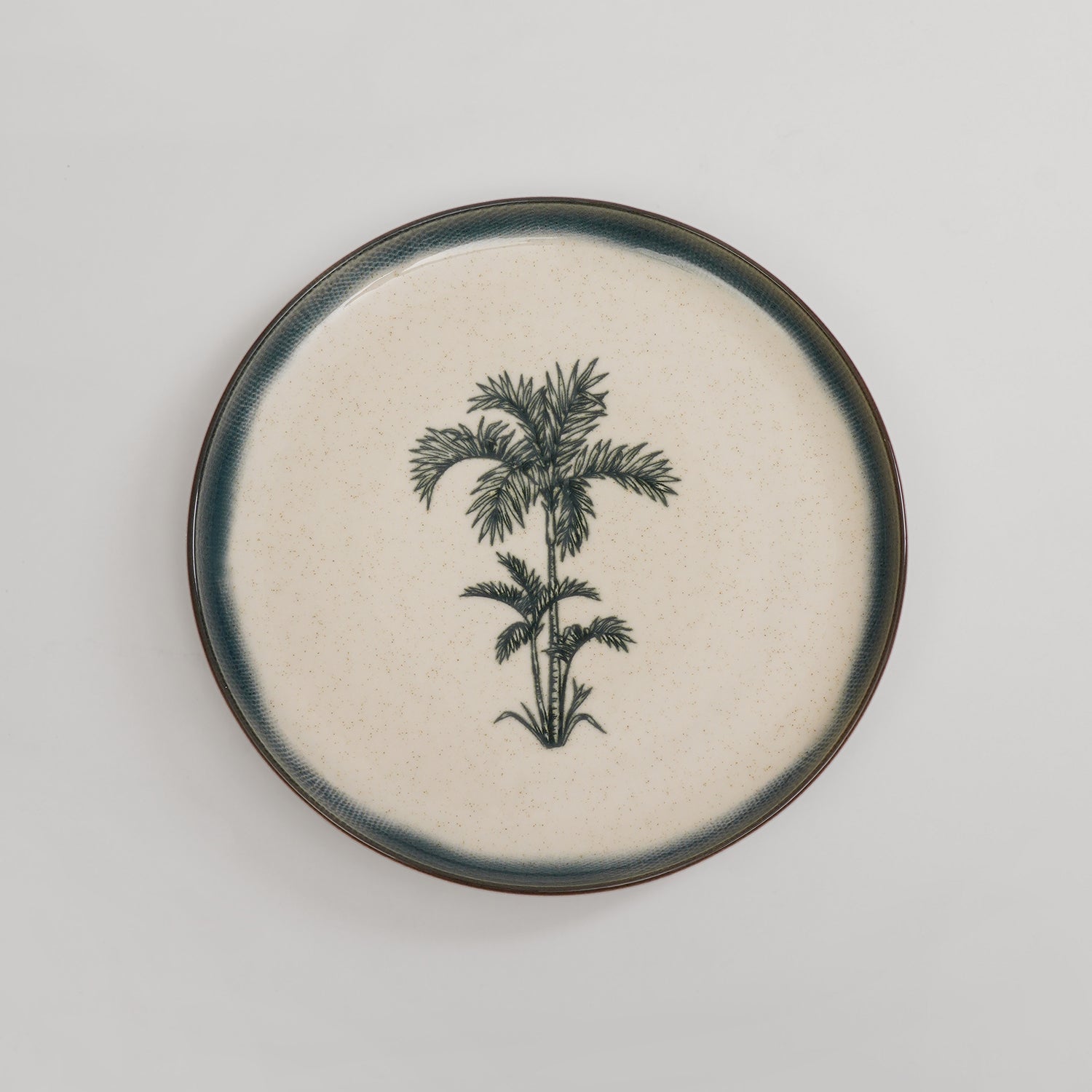 Green Ceramic Printed Dessert Plate
