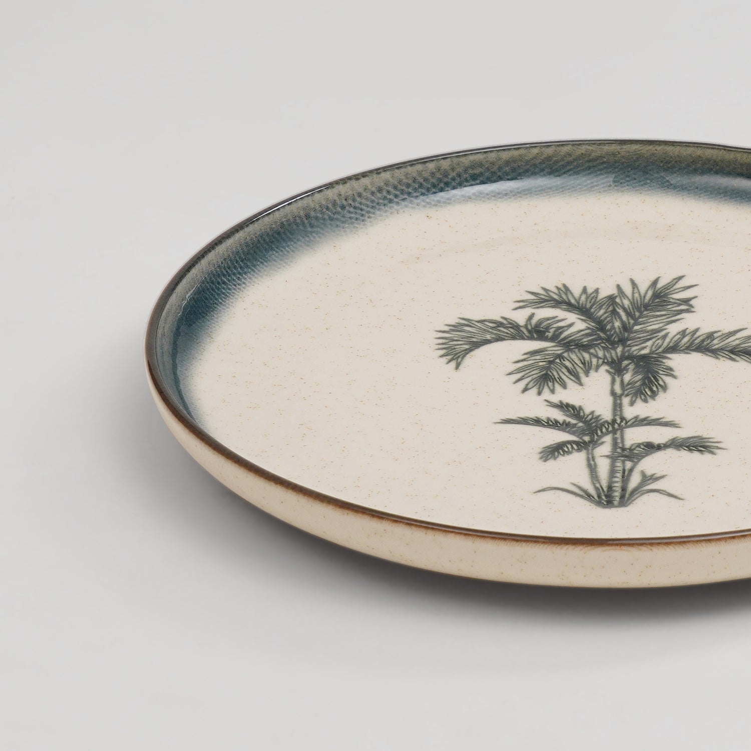 Green Ceramic Printed Dessert Plate