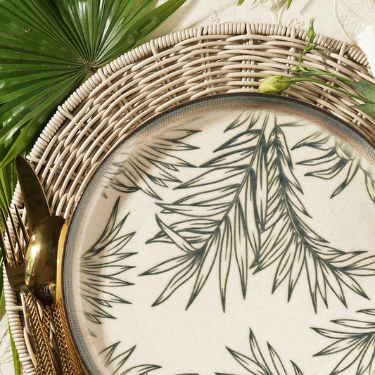 Green Ceramic Printed Dinner Plate