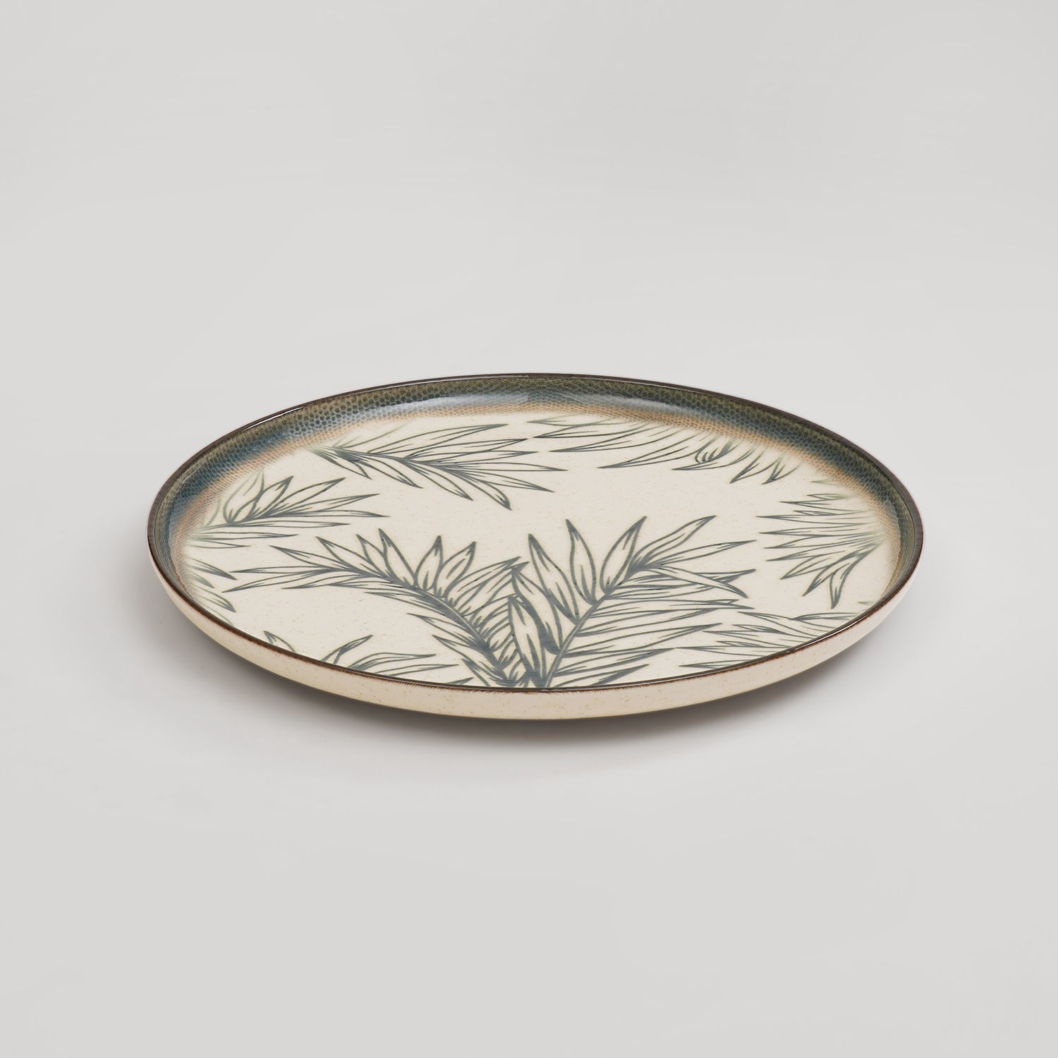 Green Ceramic Printed Dinner Plate