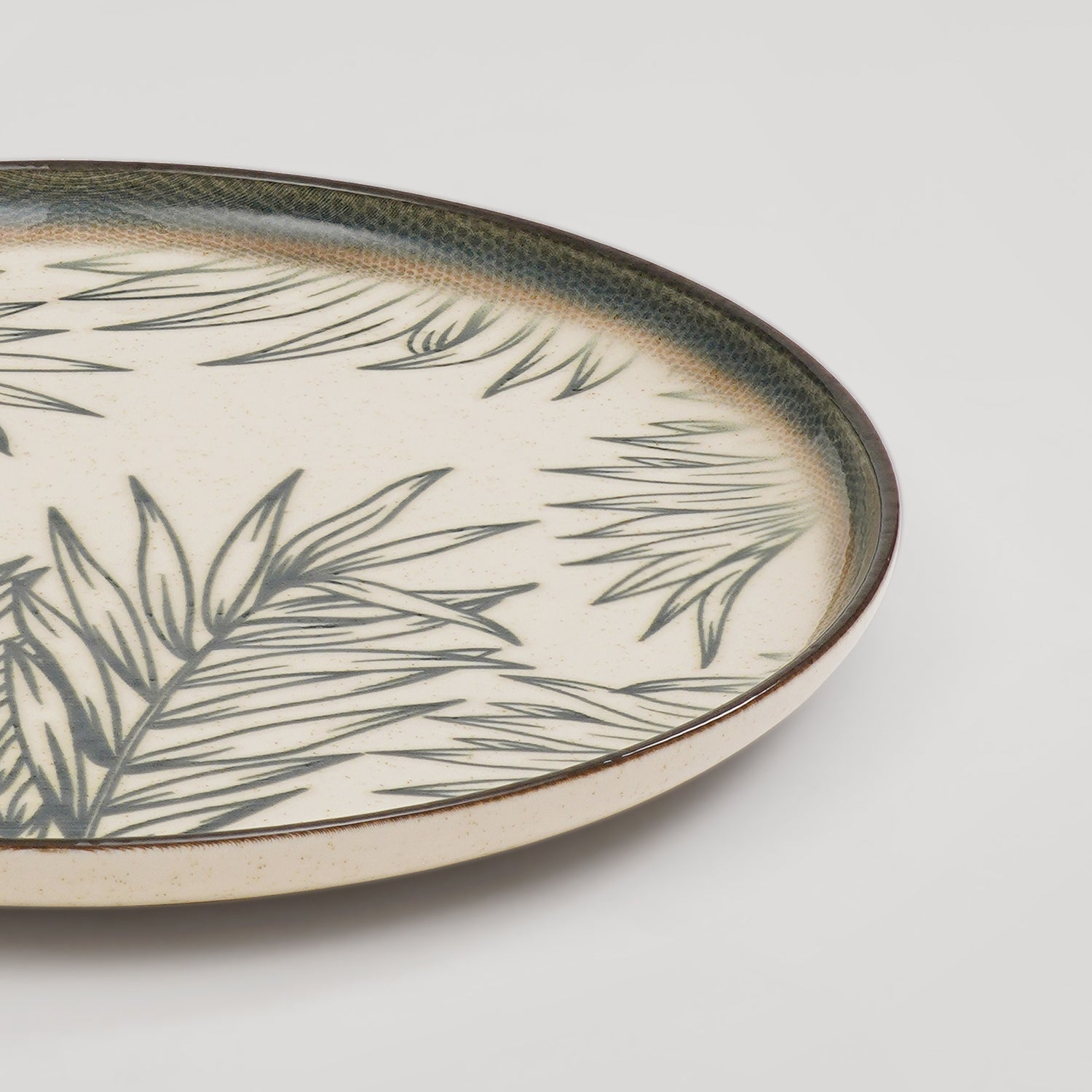 Green Ceramic Printed Dinner Plate