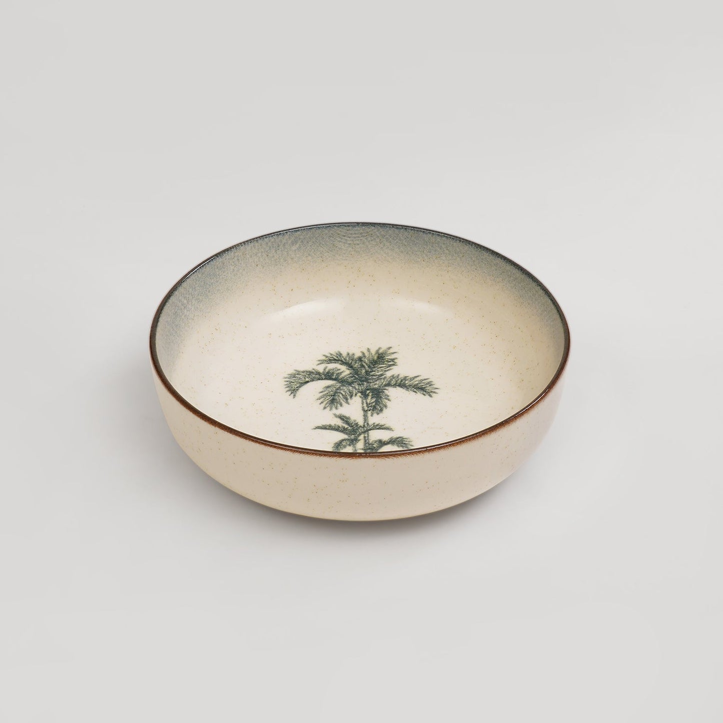 Green Ceramic Printed Serving Bowl