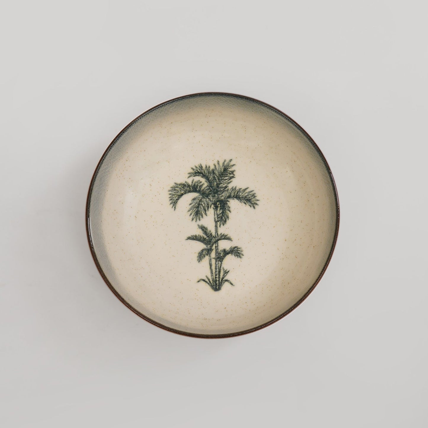 Green Ceramic Printed Serving Bowl