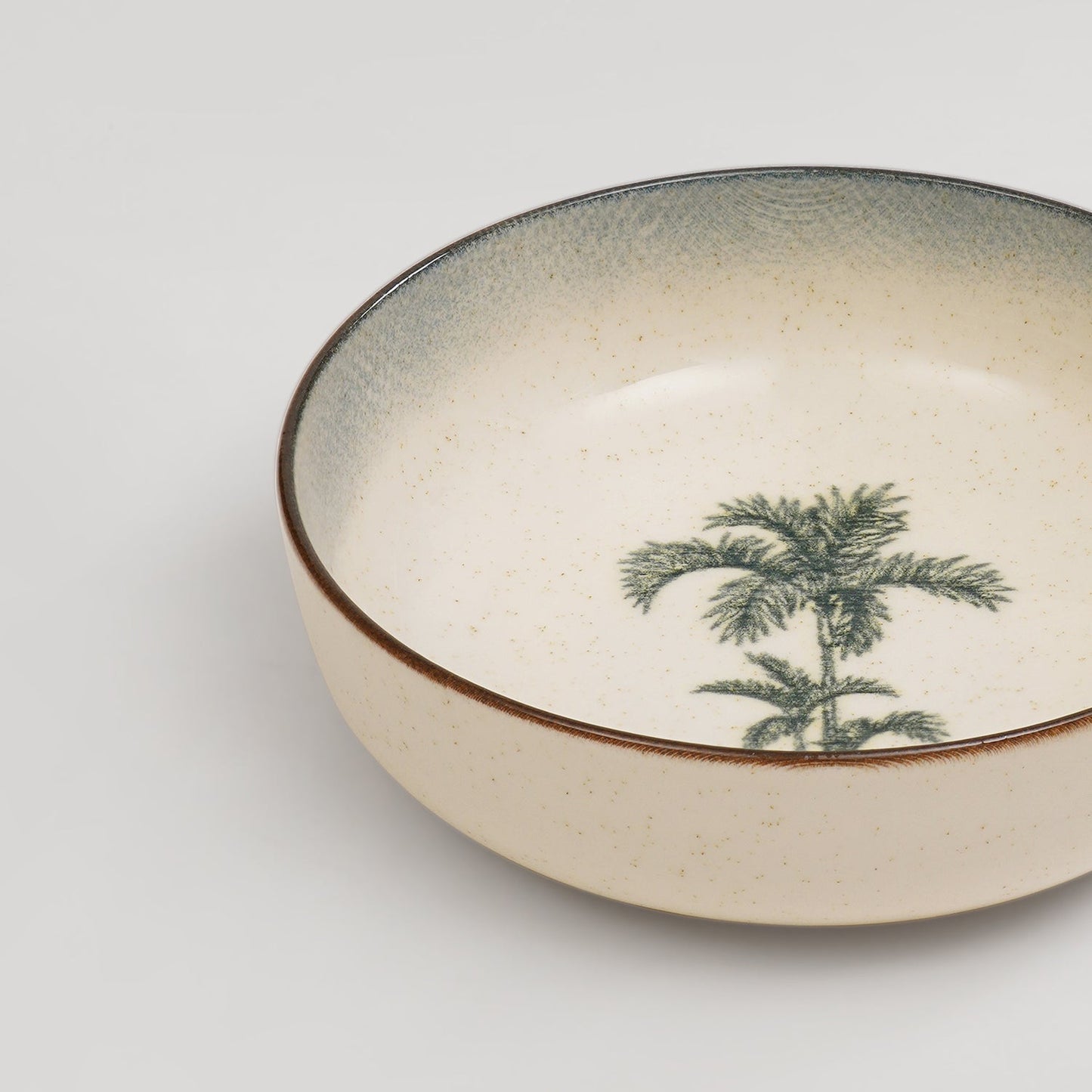 Green Ceramic Printed Serving Bowl