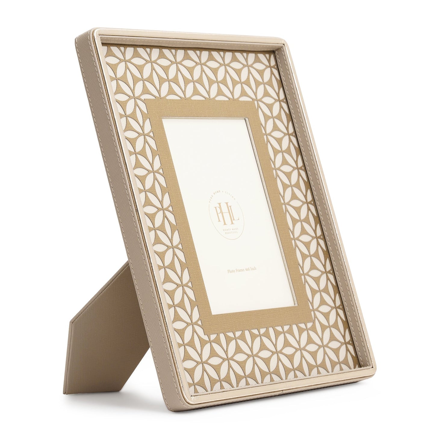 Beige Lazer Cut Faux Leather Photo Frame - Small
