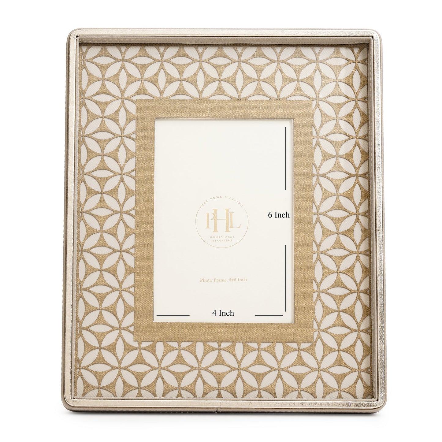 Beige Lazer Cut Faux Leather Photo Frame - Small