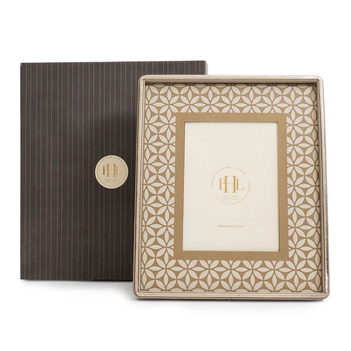 Beige Lazer Cut Faux Leather Photo Frame - Medium