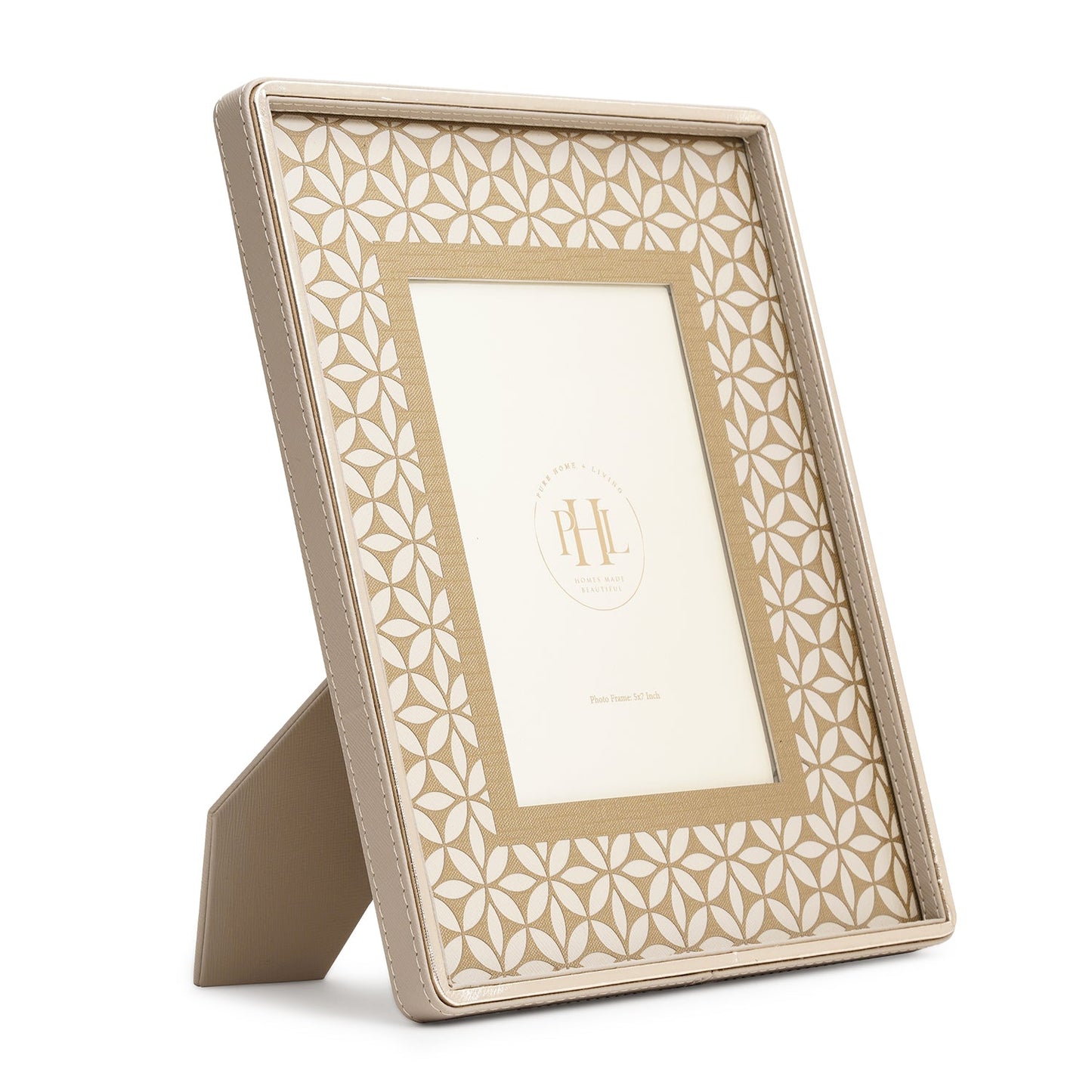 Beige Lazer Cut Faux Leather Photo Frame - Medium