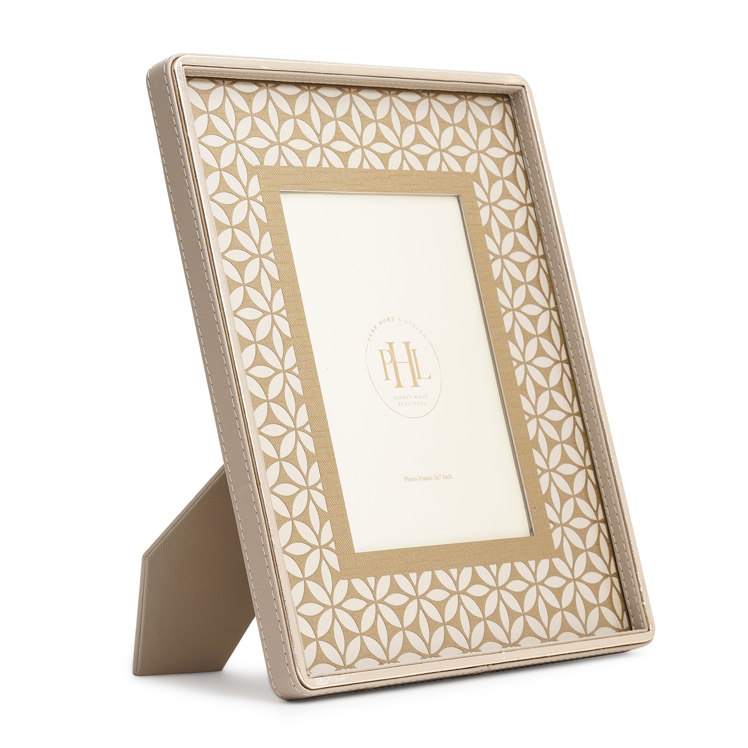 Beige Lazer Cut Faux Leather Photo Frame - Medium